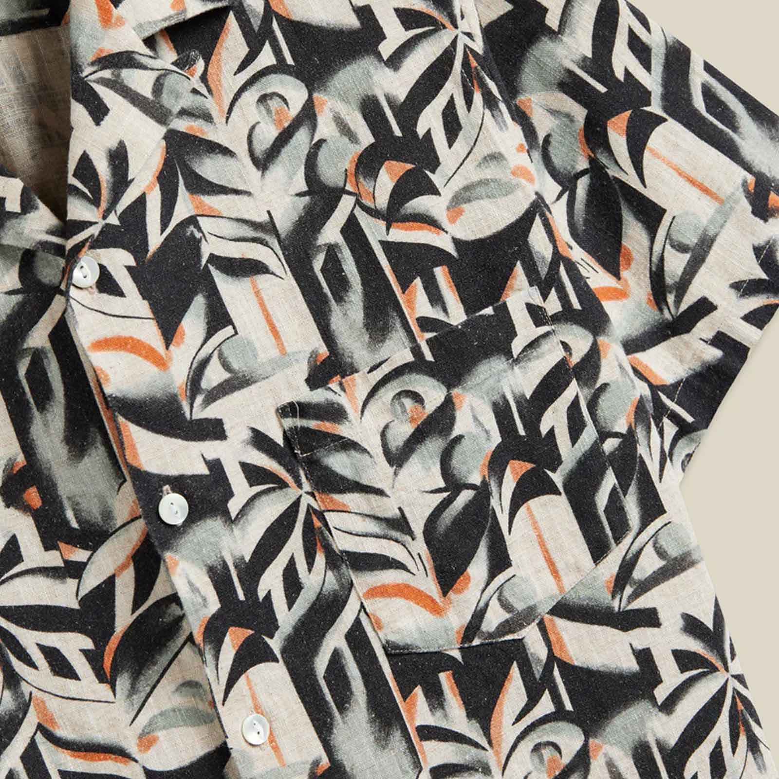 Viva S/S Shirt multi ivory/black/orange Portuguese Flannel