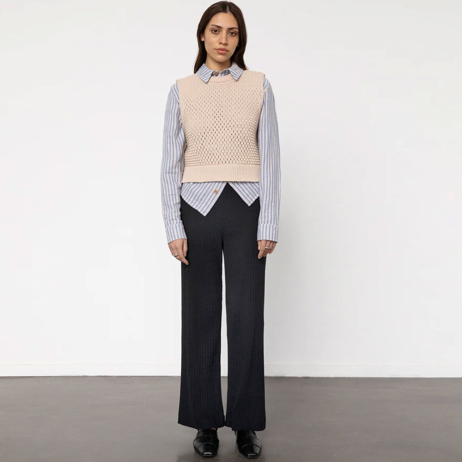 Cropped Knit Vest natural white Rotholz