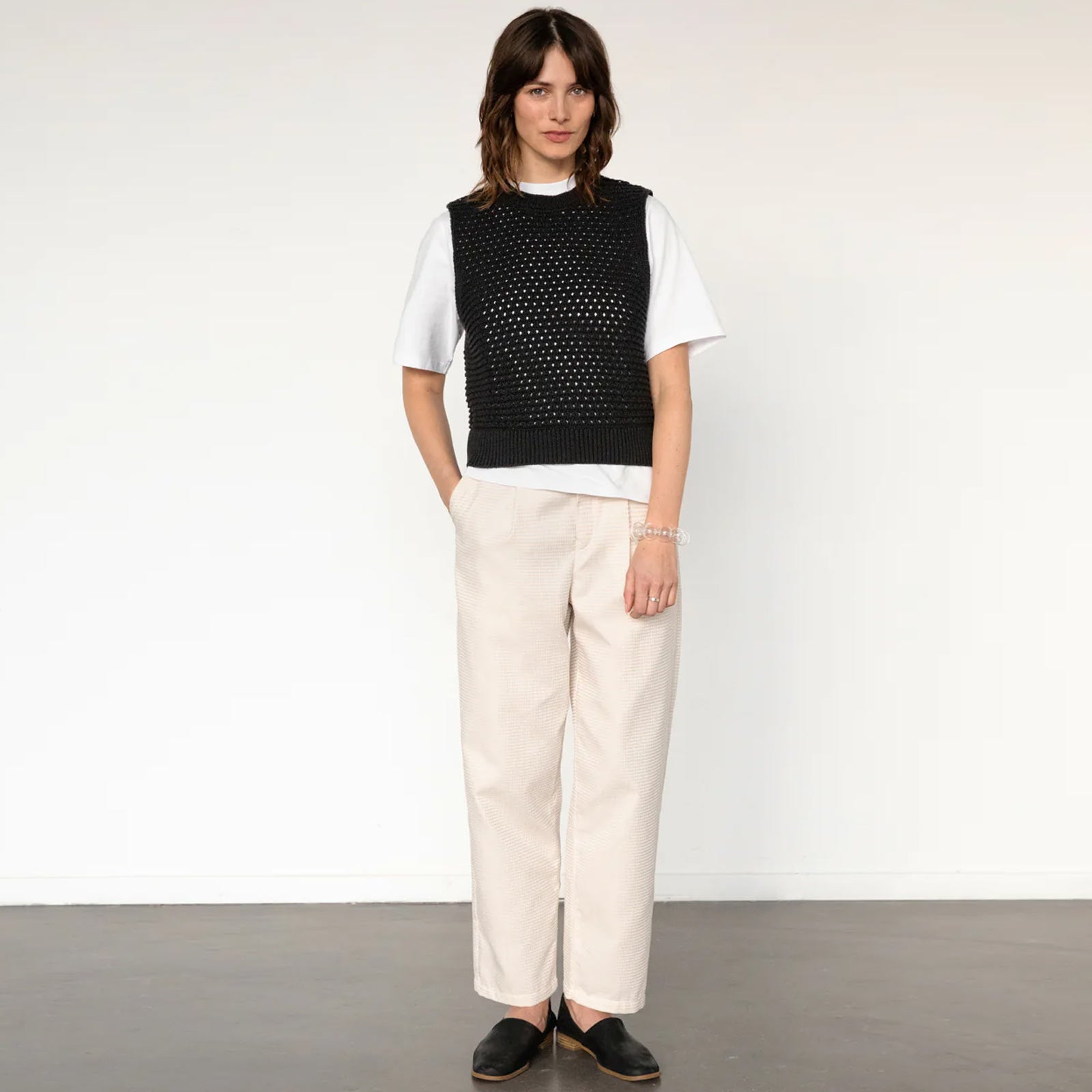 Cropped Knit Vest true black Rotholz