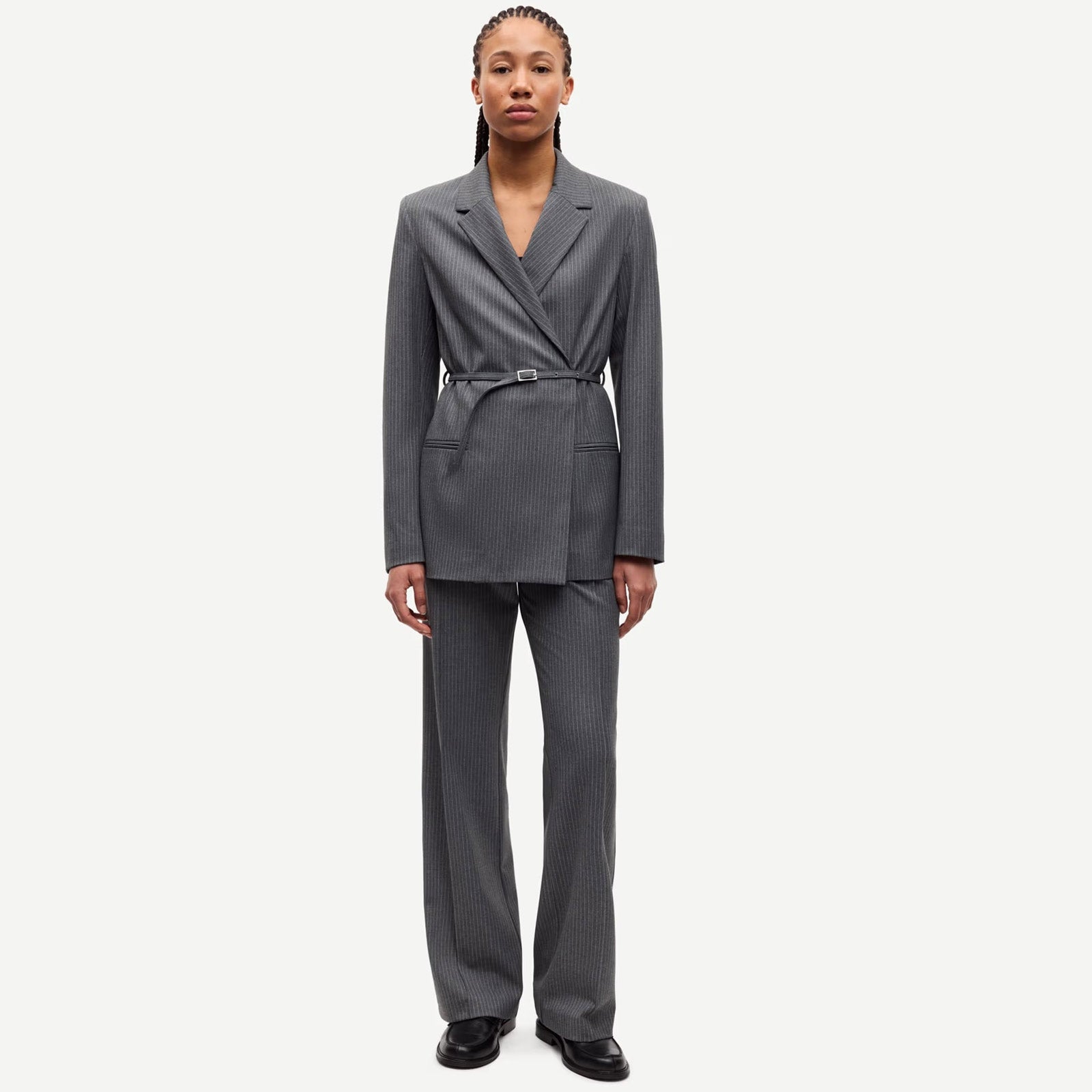 Salot Trousers 15496 dark gull grey pinstripe Samsoe Samsoe