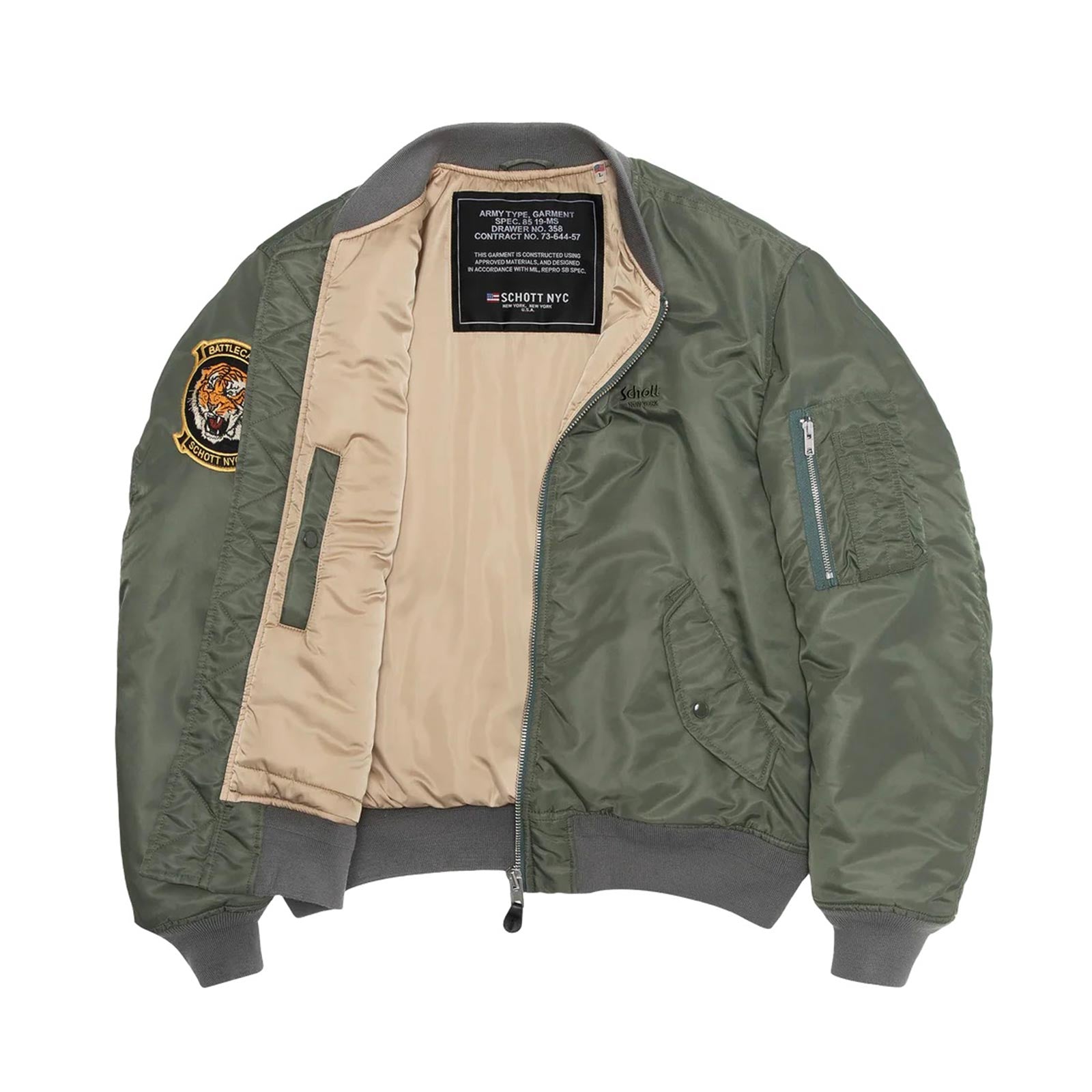 Oversized Unisex Souvenir Bomber us green Schott NYC