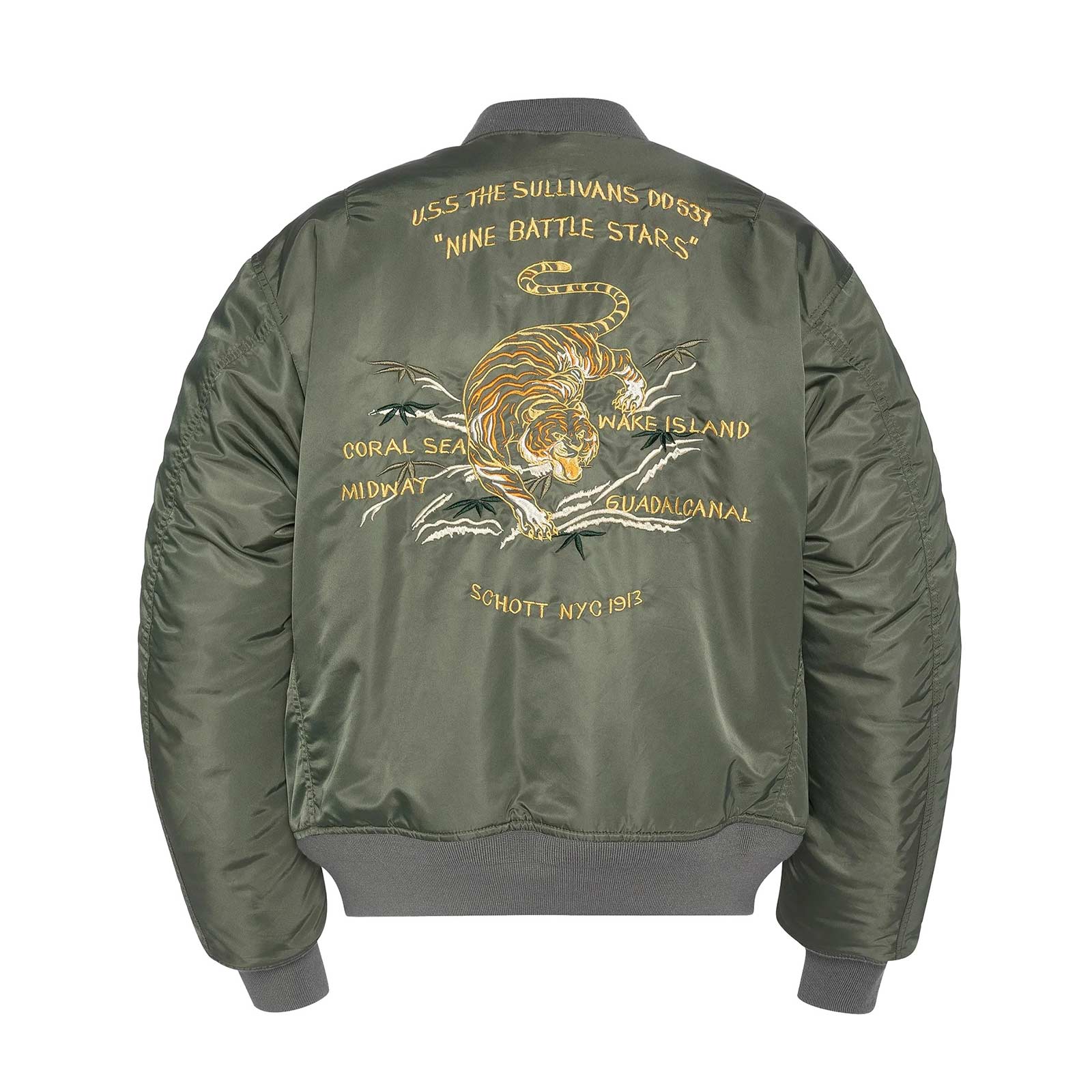 Oversized Unisex Souvenir Bomber us green Schott NYC