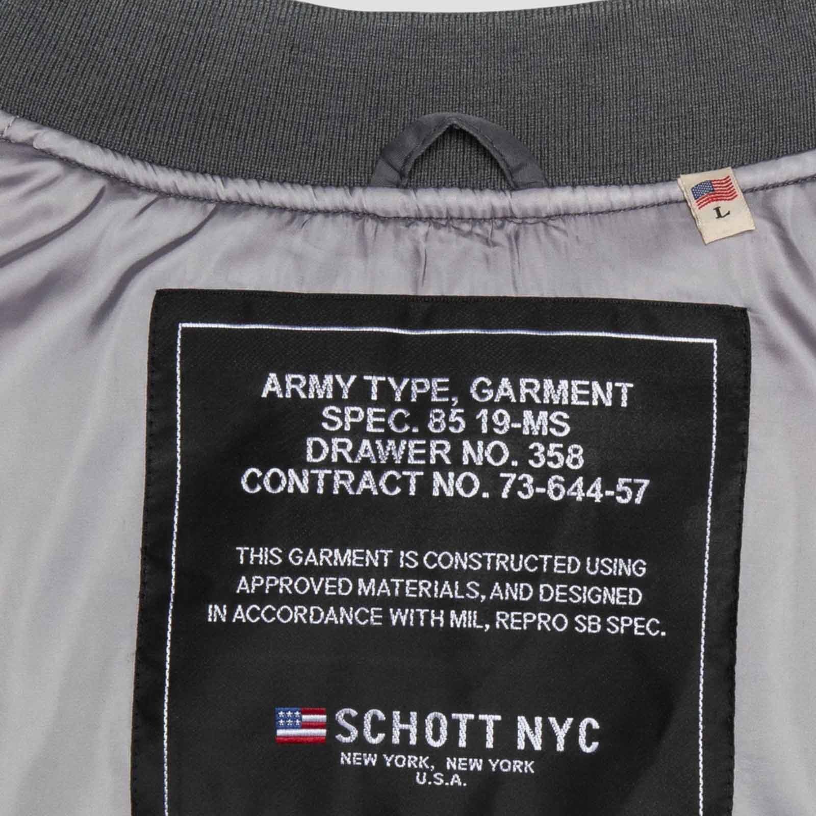 Oversized Unisex Vintage Bomber pewter Schott NYC