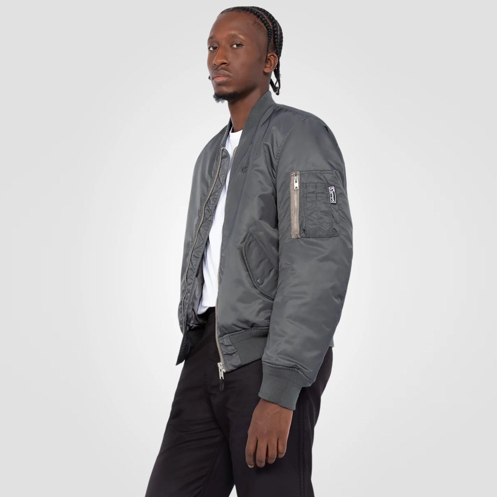 Oversized Unisex Vintage Bomber pewter Schott NYC