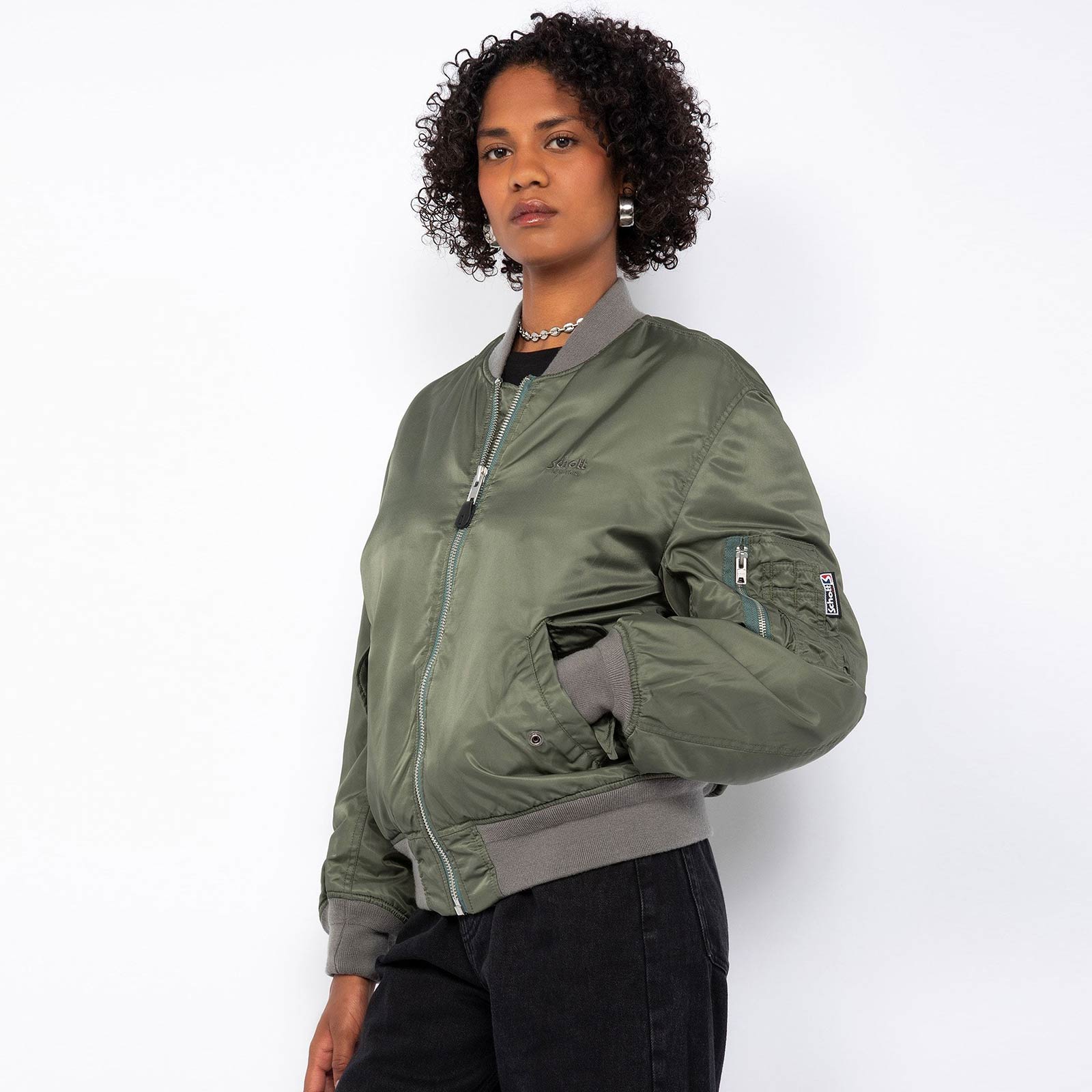 Oversized Unisex Vintage Bomber us green