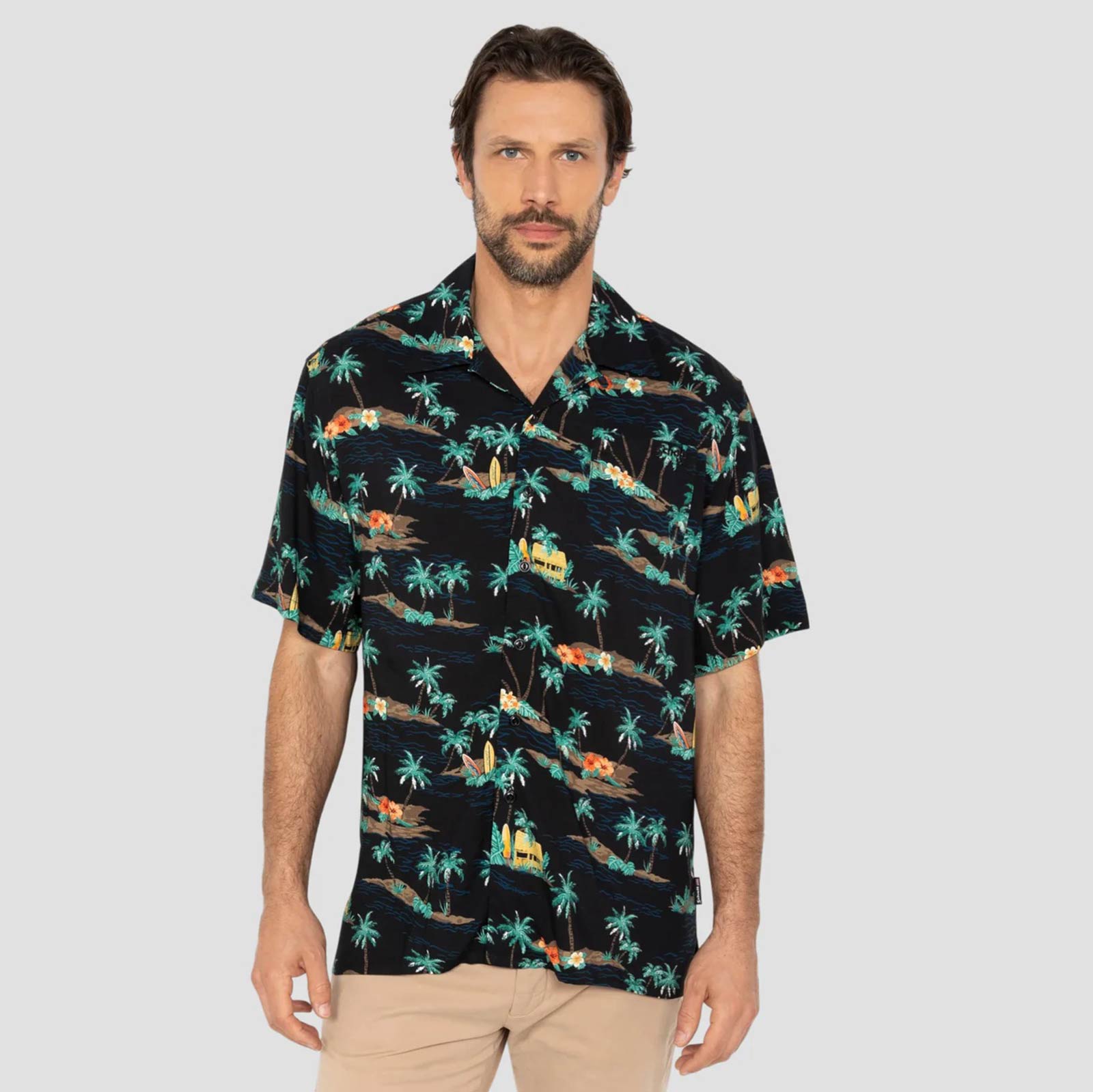 Shcapri Chemise Vintage Print Hawai black cabana Schott NYC