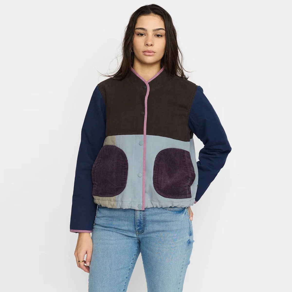 Quilted Patchwork Jacket blue