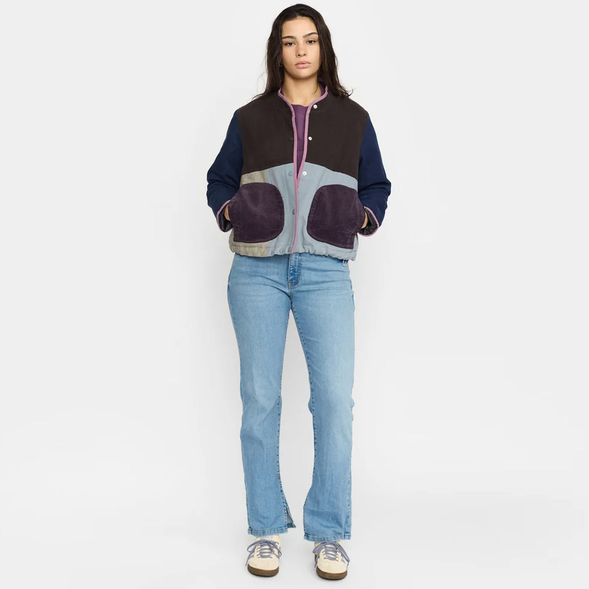 Quilted Patchwork Jacket blue