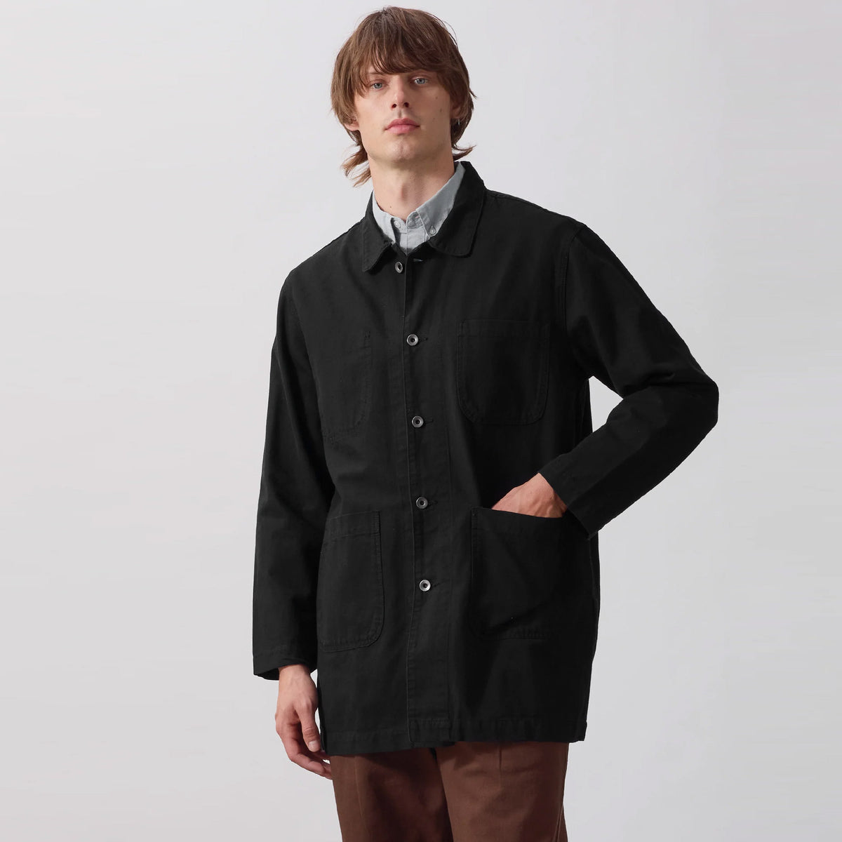 Canvas Long Shop Coat black