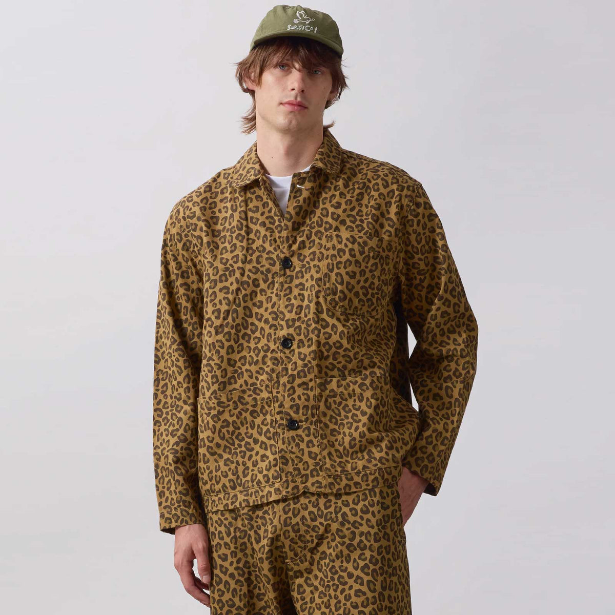 Patterned Easy Chef Overshirt brown leopard