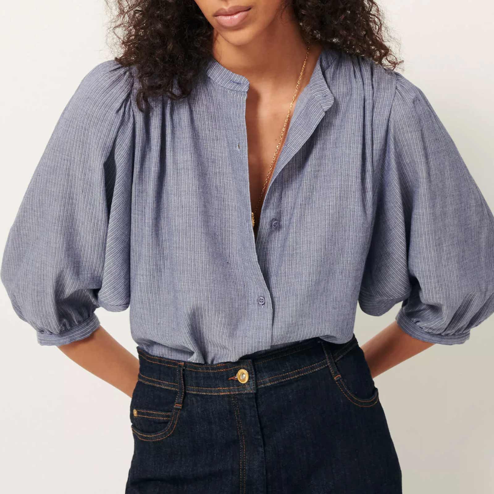 A View Blouse chambray blue