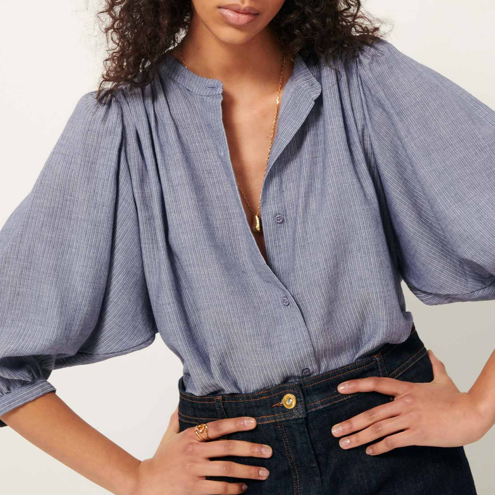 A View Blouse chambray blue