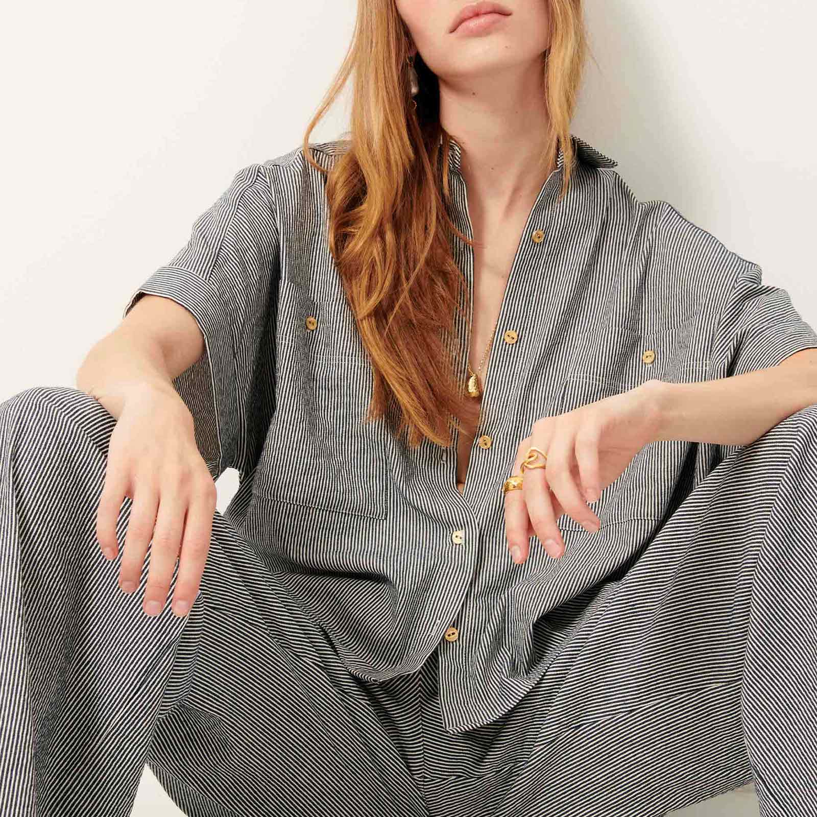 Della Blouse coutil blue