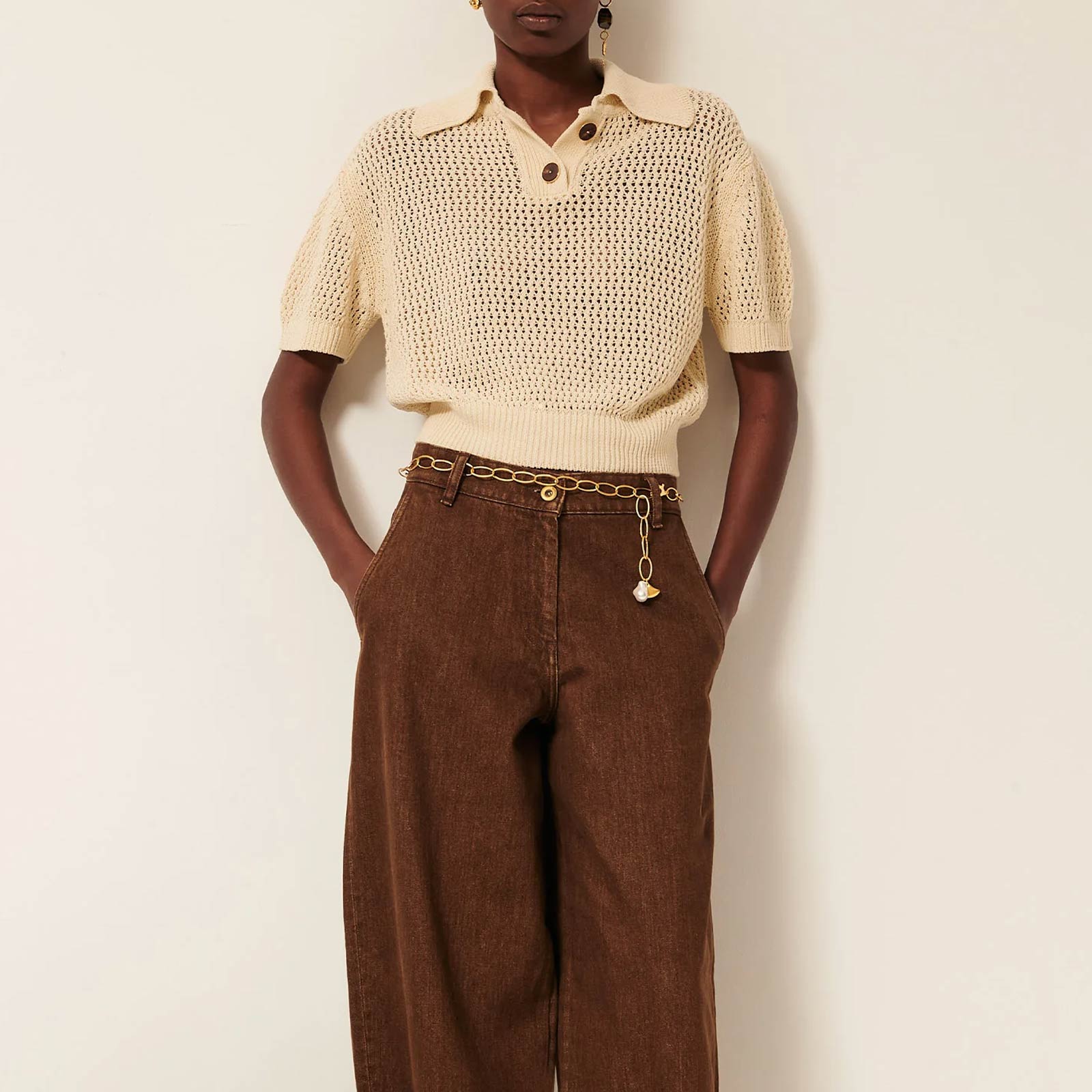 Horizonte SS Polo Jumper sand Sessùn