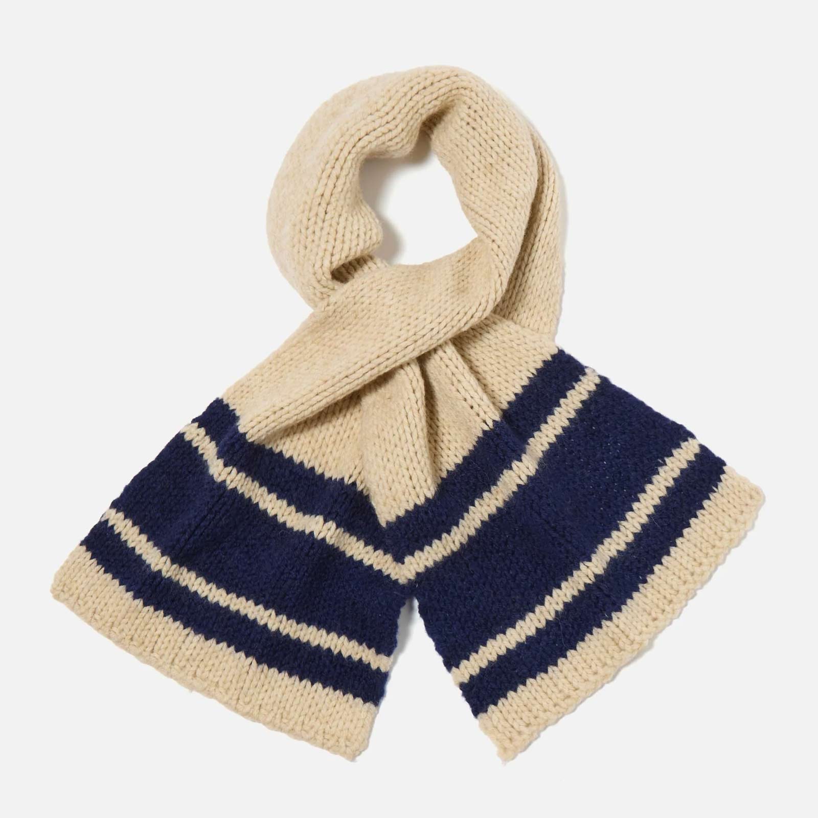 Lenny Chunky Knit Stripe Scarf sand Universal Works