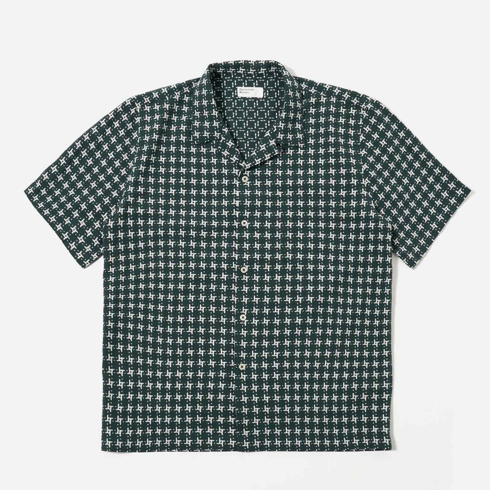 Rhodes 8 Cotton Road Shirt green/white Universal Works