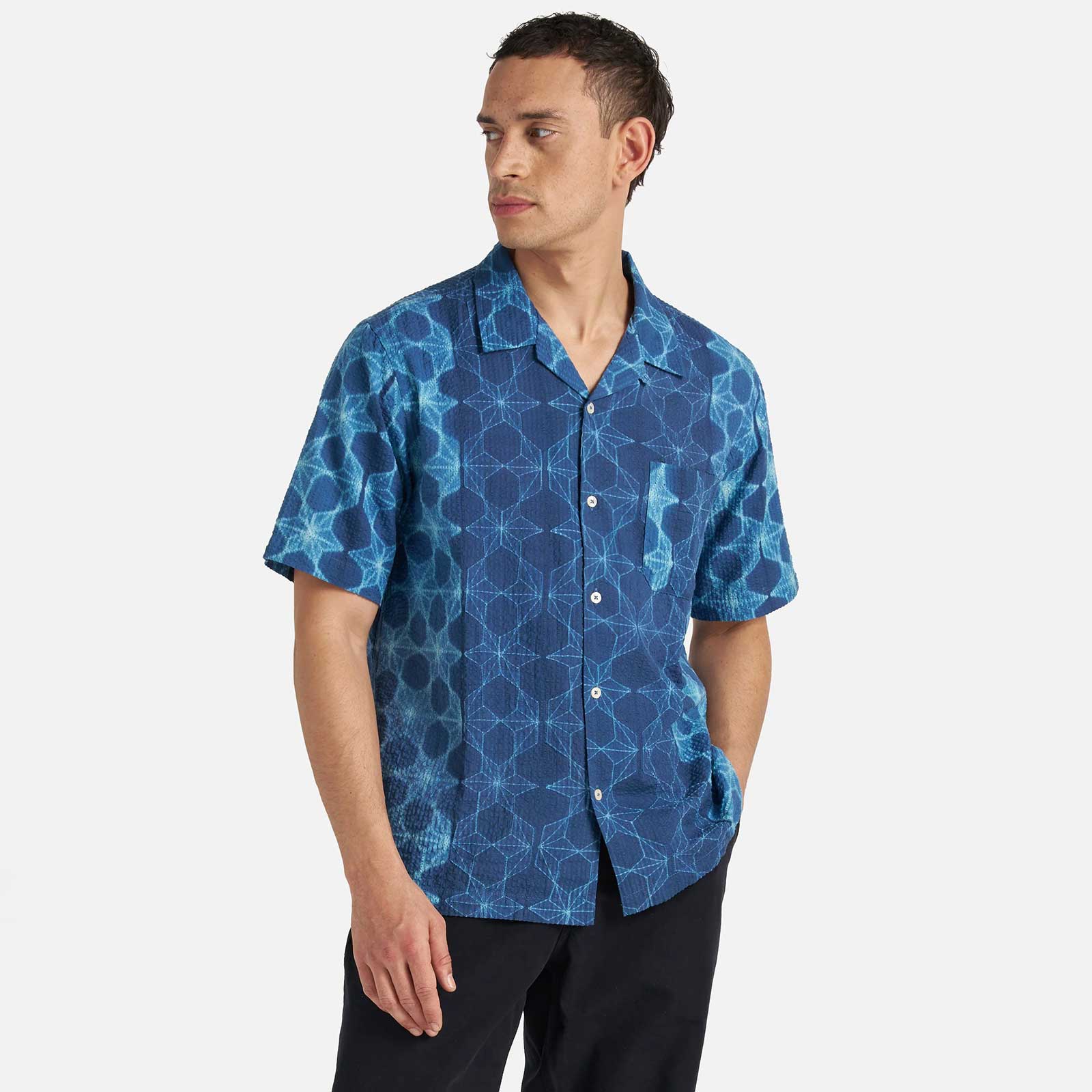 Road Shirt Needle Tye N Dye indigo