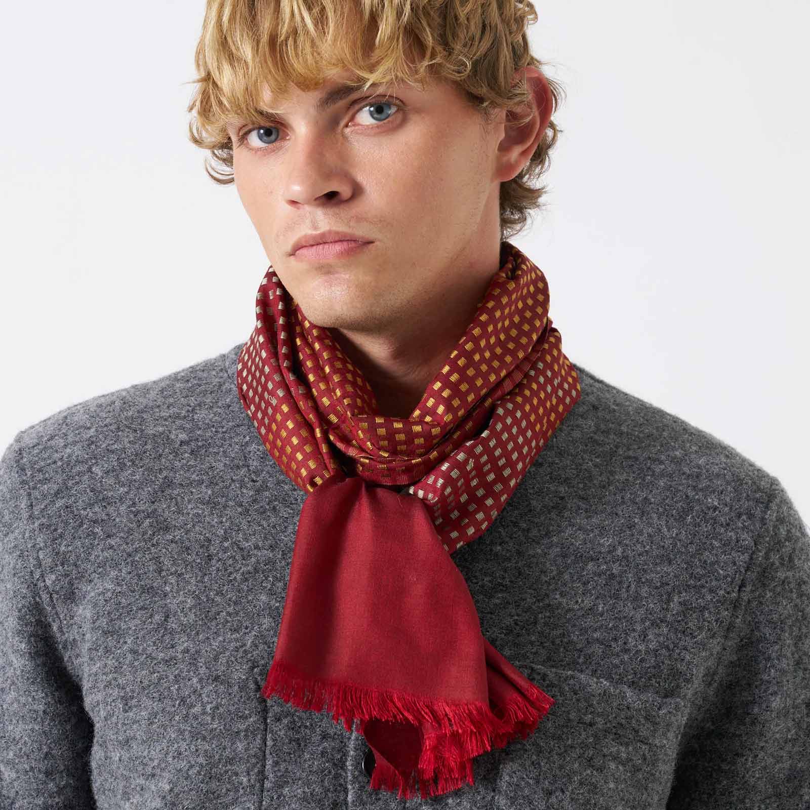 Silk Jacquard Scarf red/silver/gold