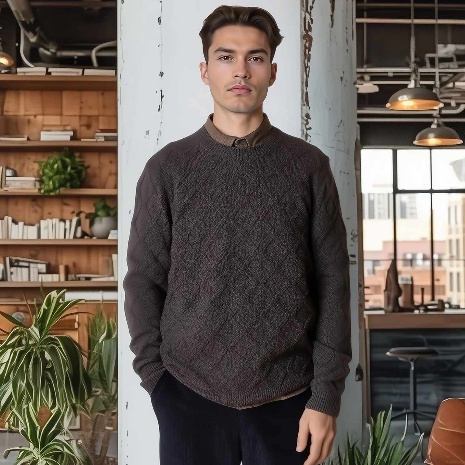 Avery Cable Knit taupe brown melange Clean Cut Copenhagen