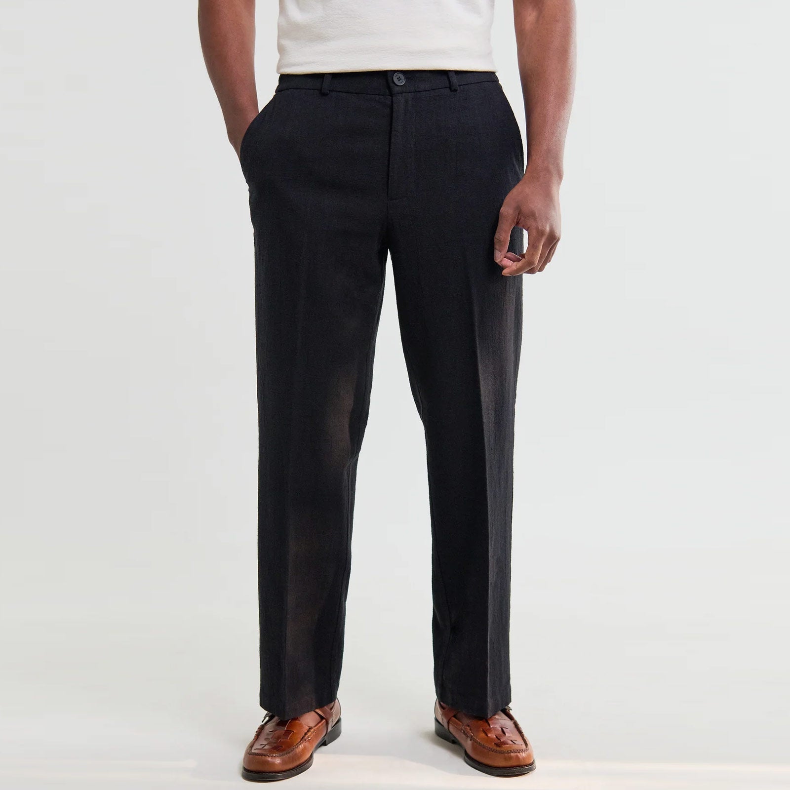Bayham Linen Blend Trousers black Wax London