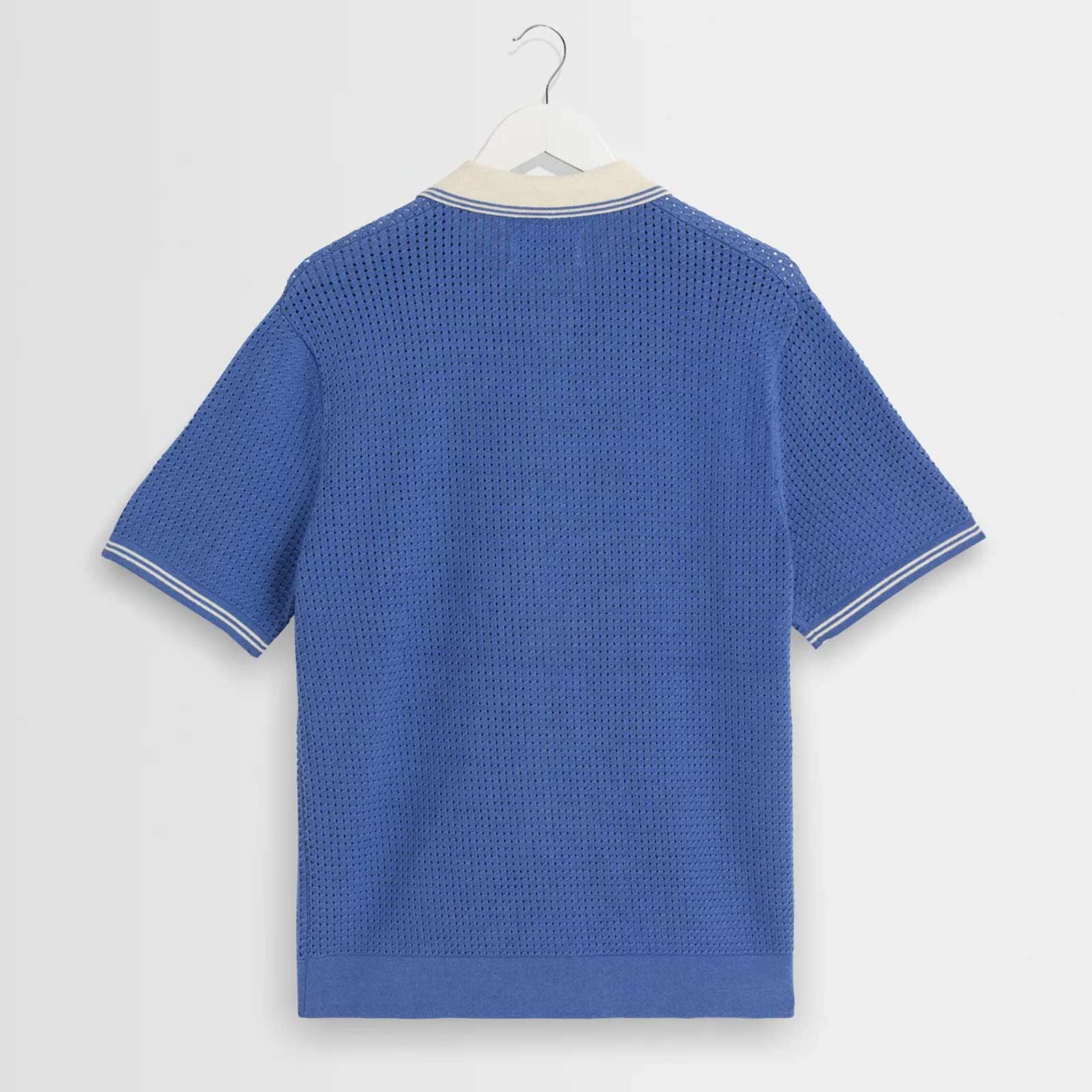 Belle S/S Pointelle Shirt blue/ecru Wax London