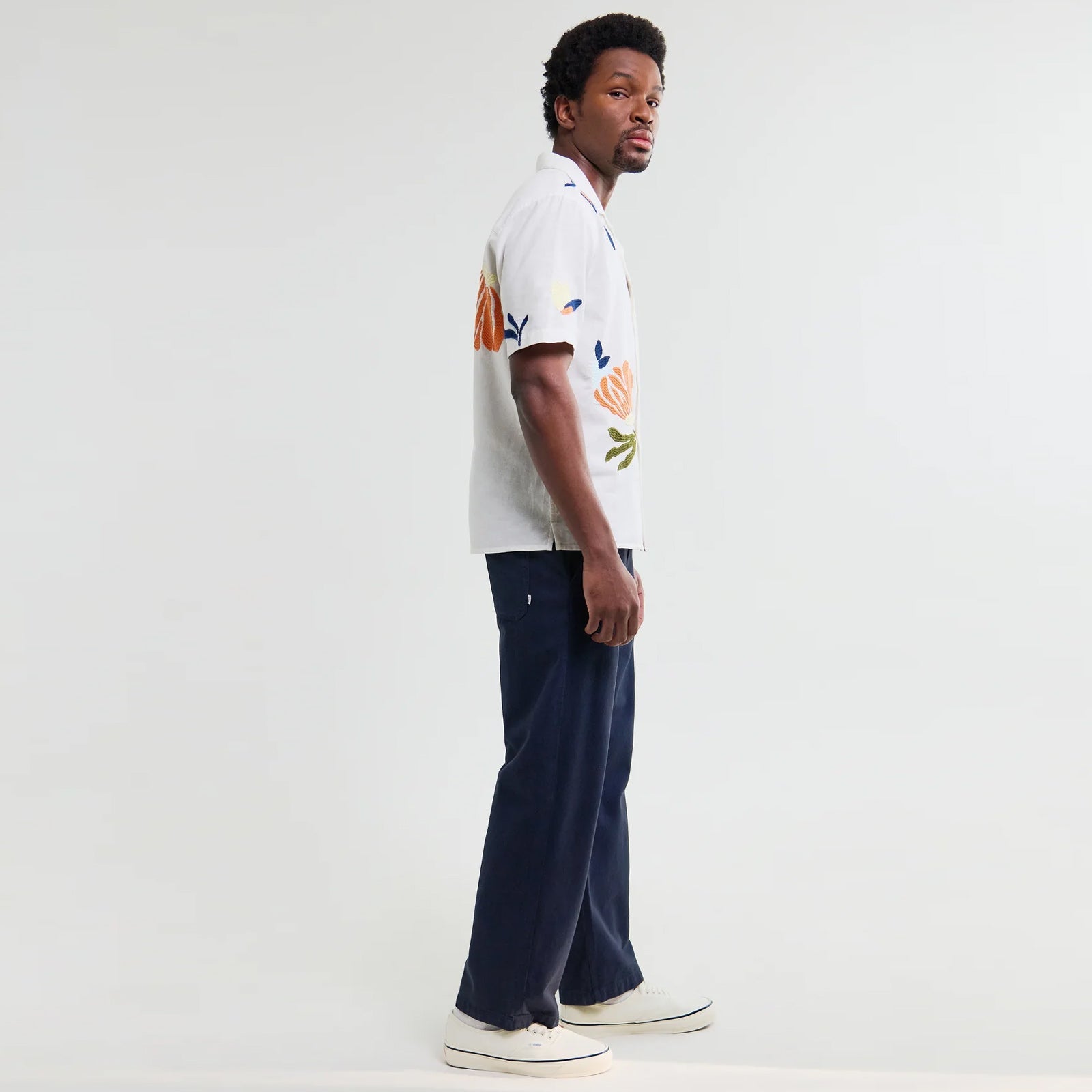 Didcot S/S Chunky Flower Stitch Shirt ecru/multi Wax London
