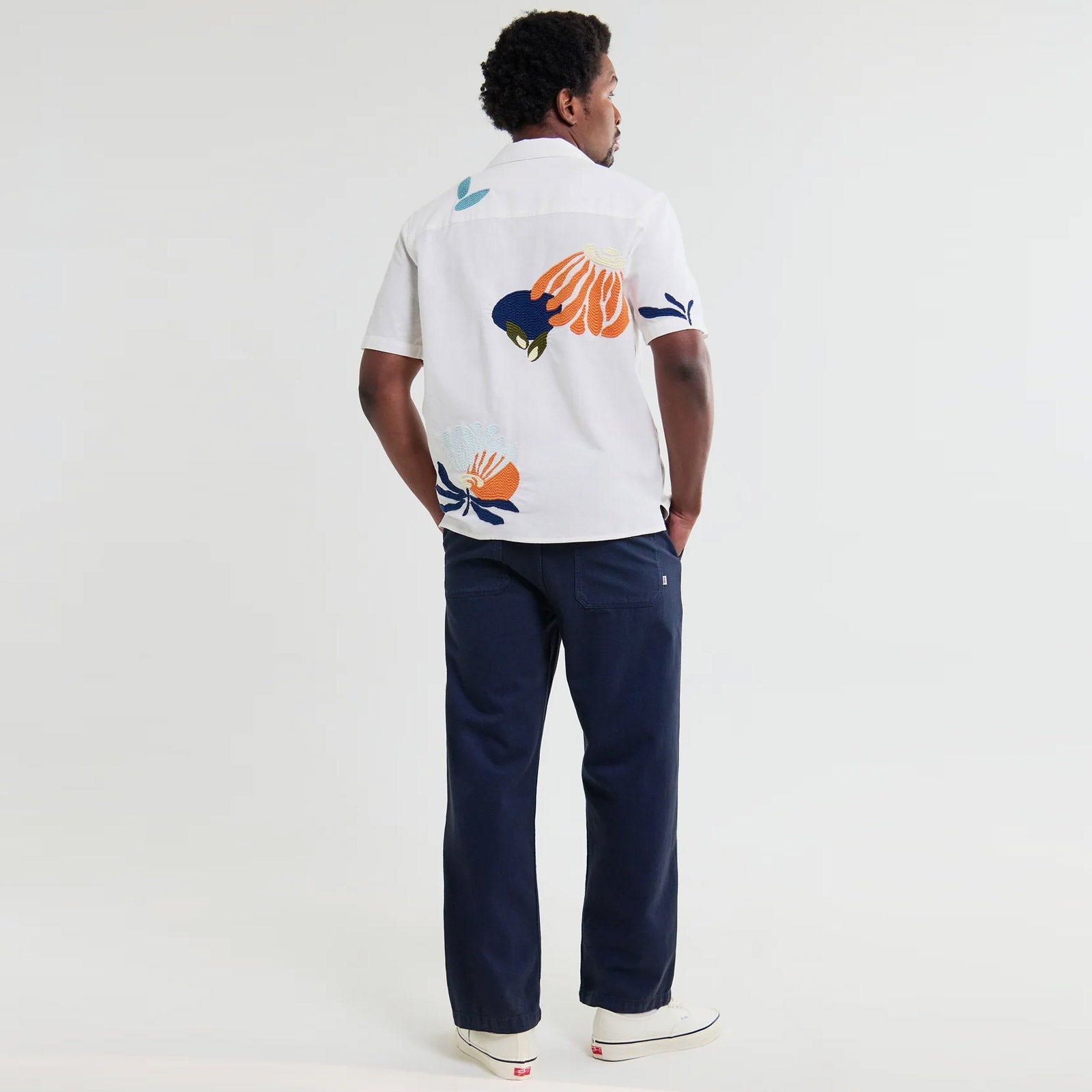 Didcot S/S Chunky Flower Stitch Shirt ecru/multi Wax London