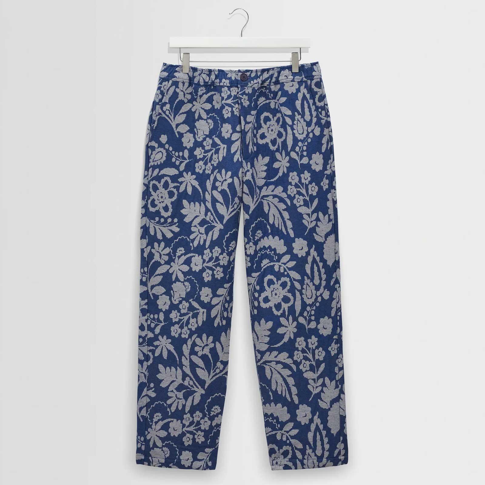 Kurt Floral Jacquard Trousers blue/ecru Wax London