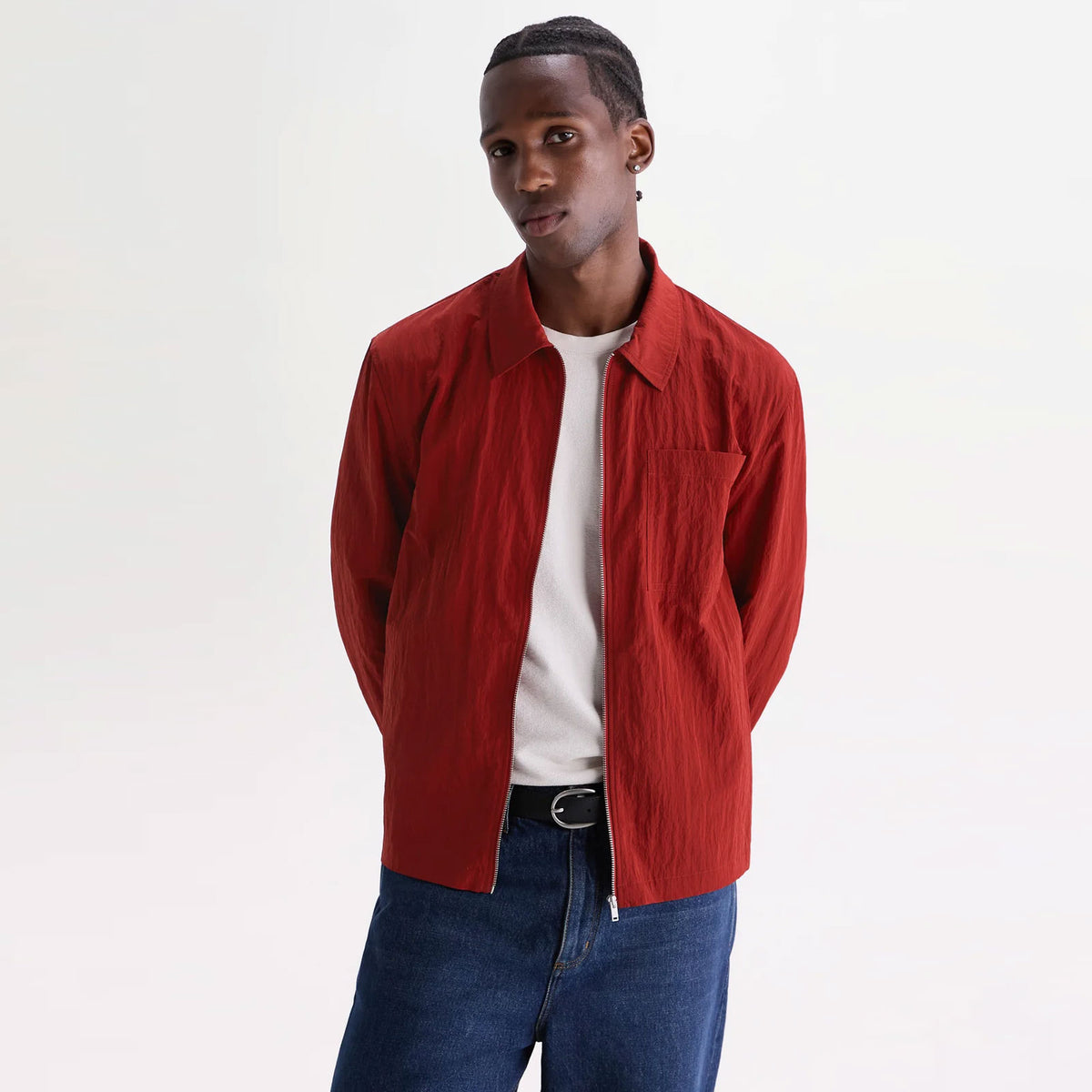 Lytton Crinkle Nylon Overshirt red