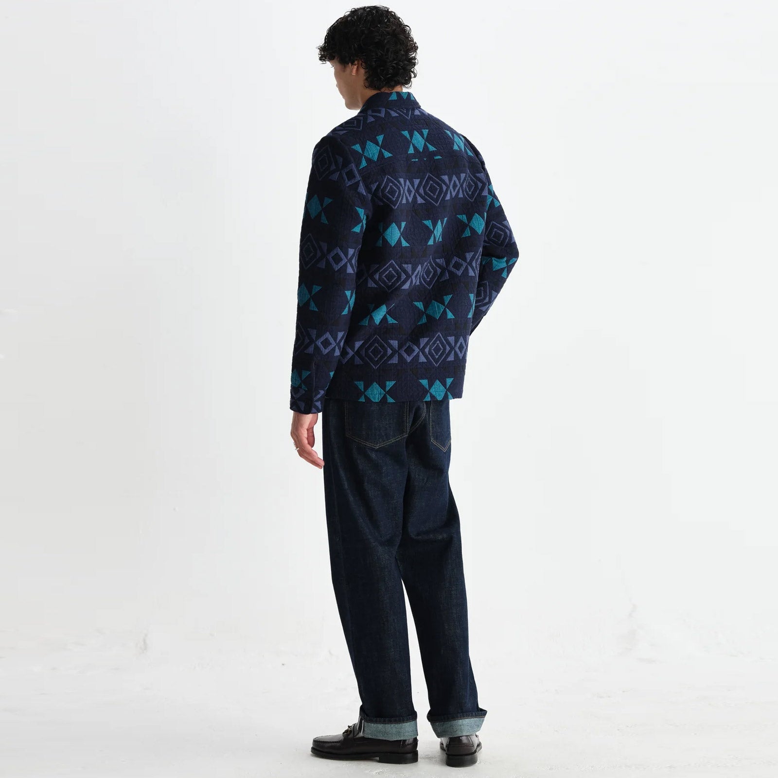 Otto Overshirt Blanket Quilt navy/teal Wax London