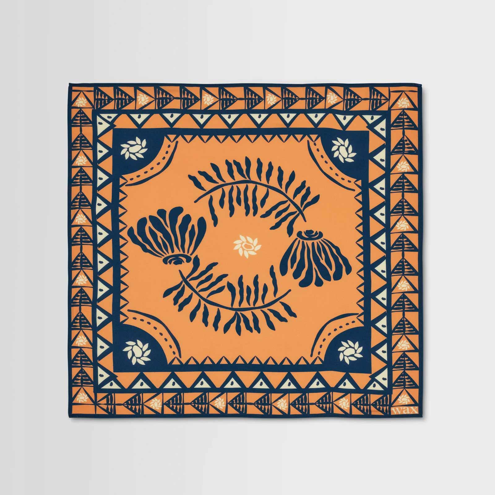 Sloane Painted Flower Neckscarf orange/navy Wax London