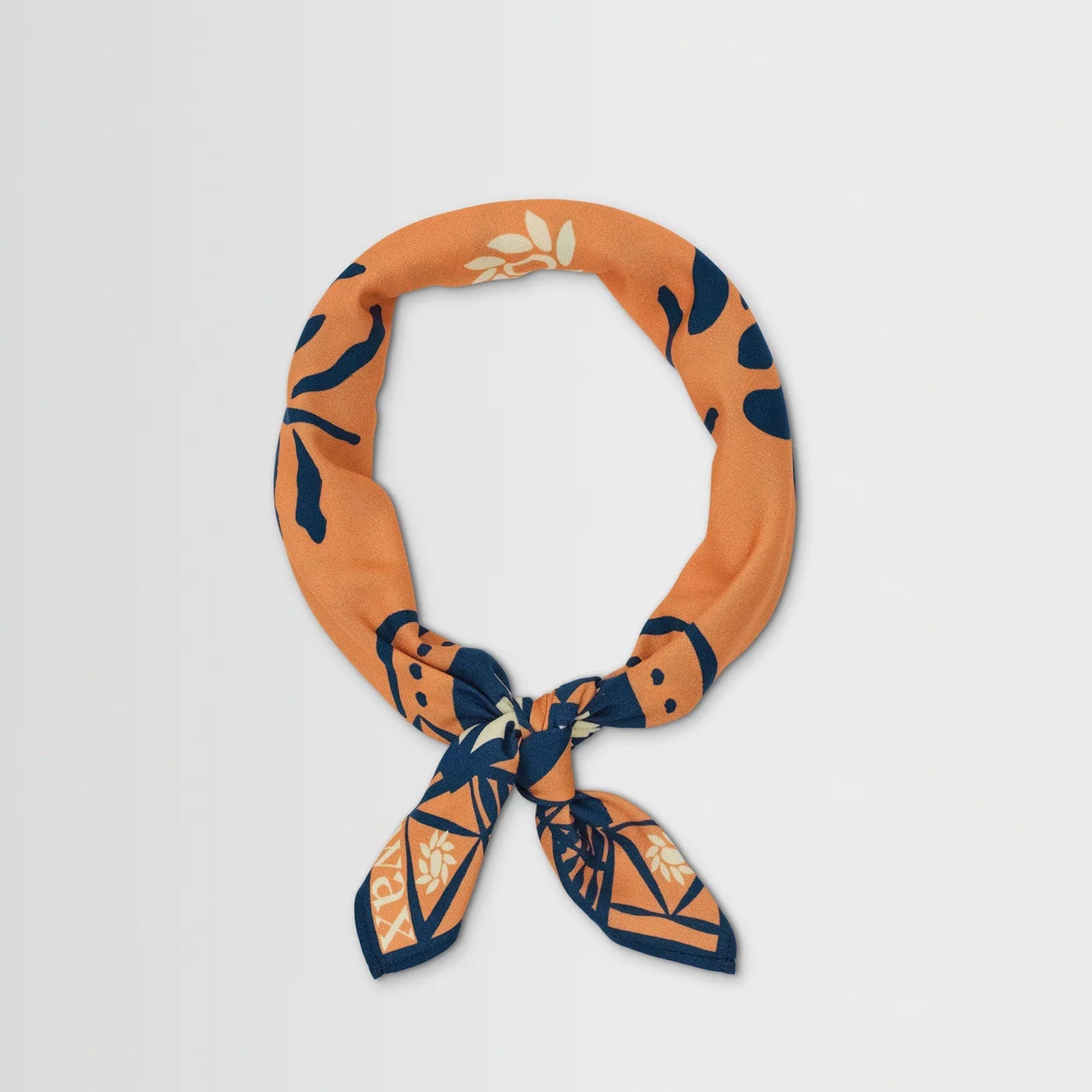 Sloane Painted Flower Neckscarf orange/navy Wax London