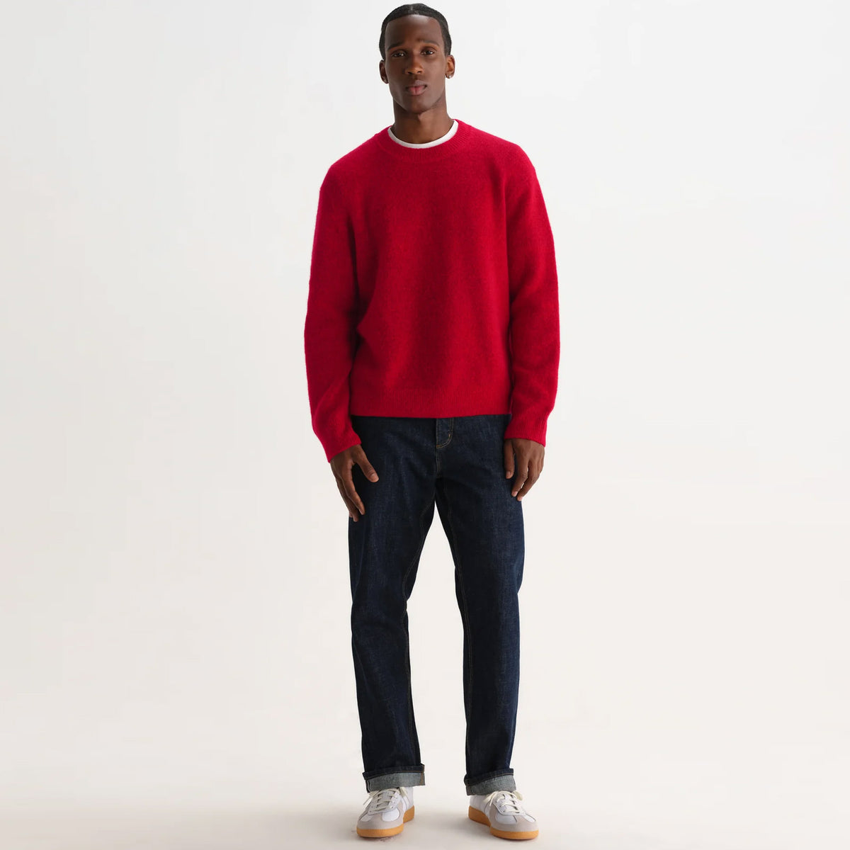 Wilde Fluffy Wool Blend Crew red