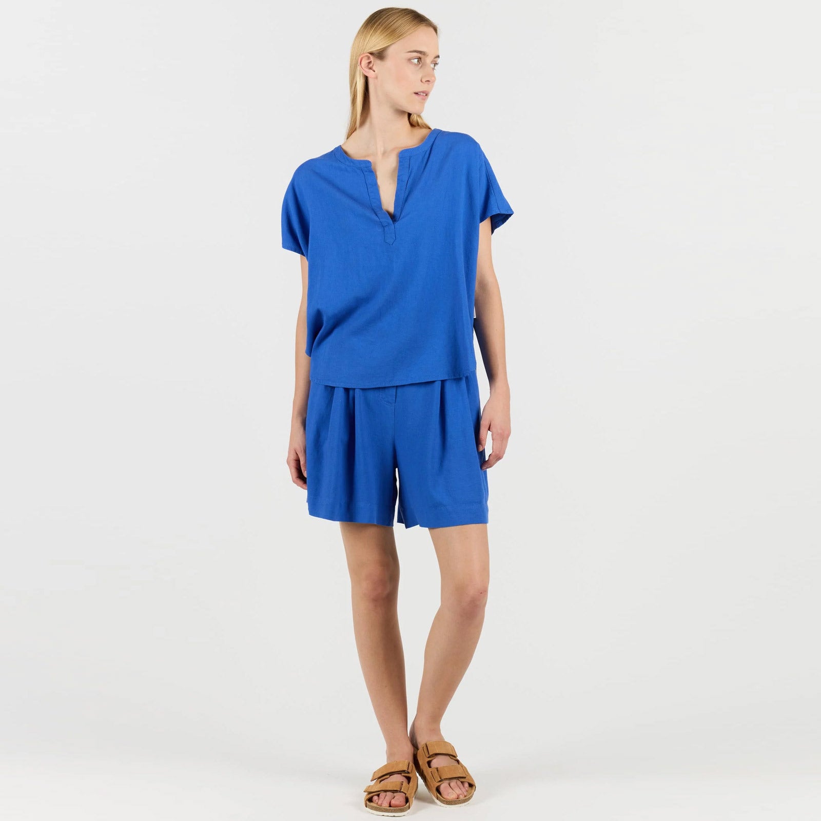WeBea Linen Shirt royal blue