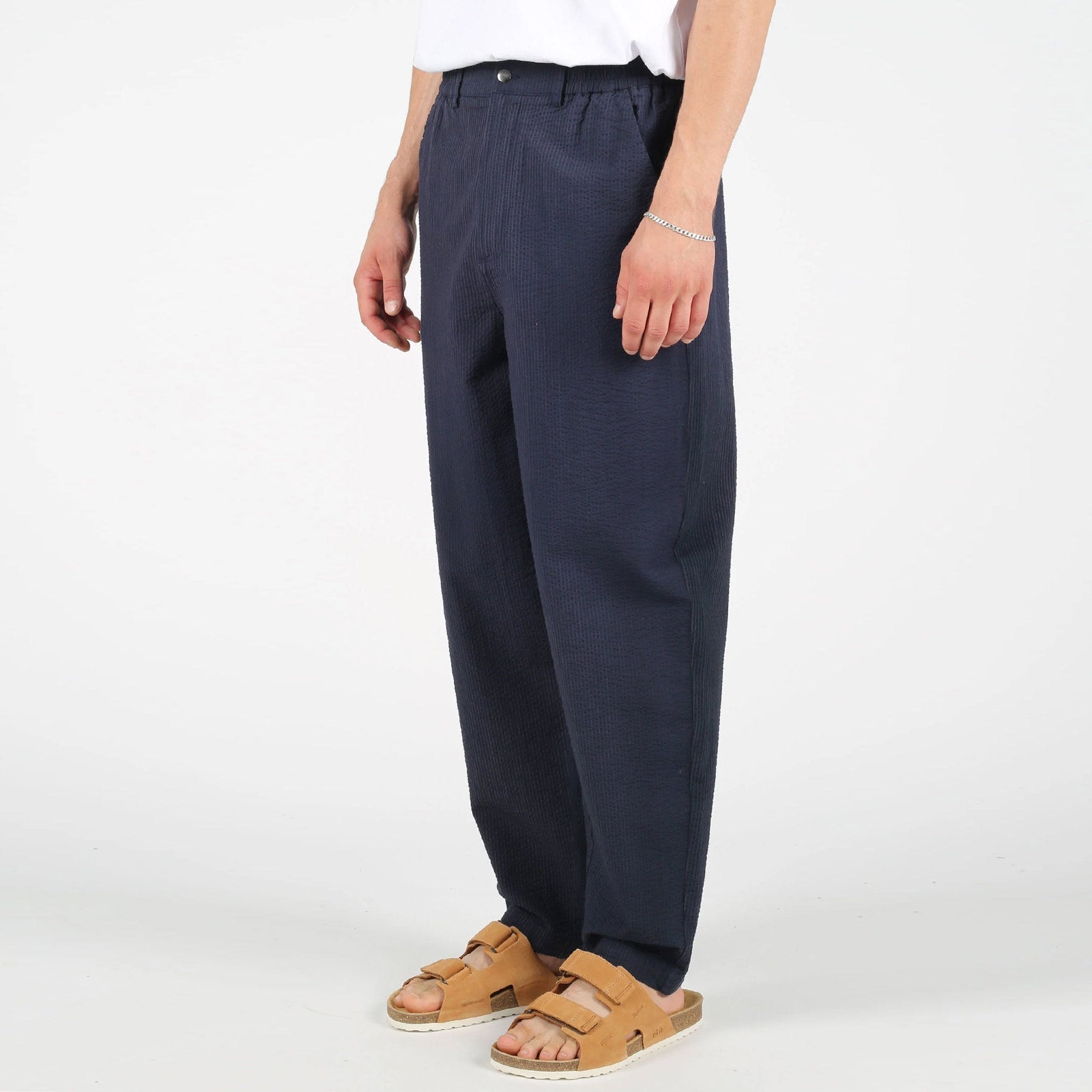 WeGrover Seersucker Pants dark navy Wemoto