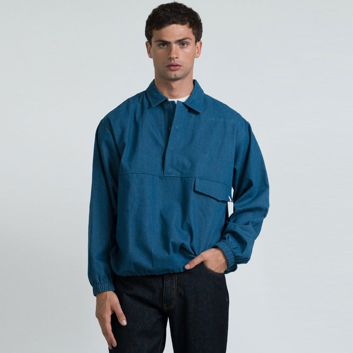 Ohio M/L Pullover PoloShirt blue denim