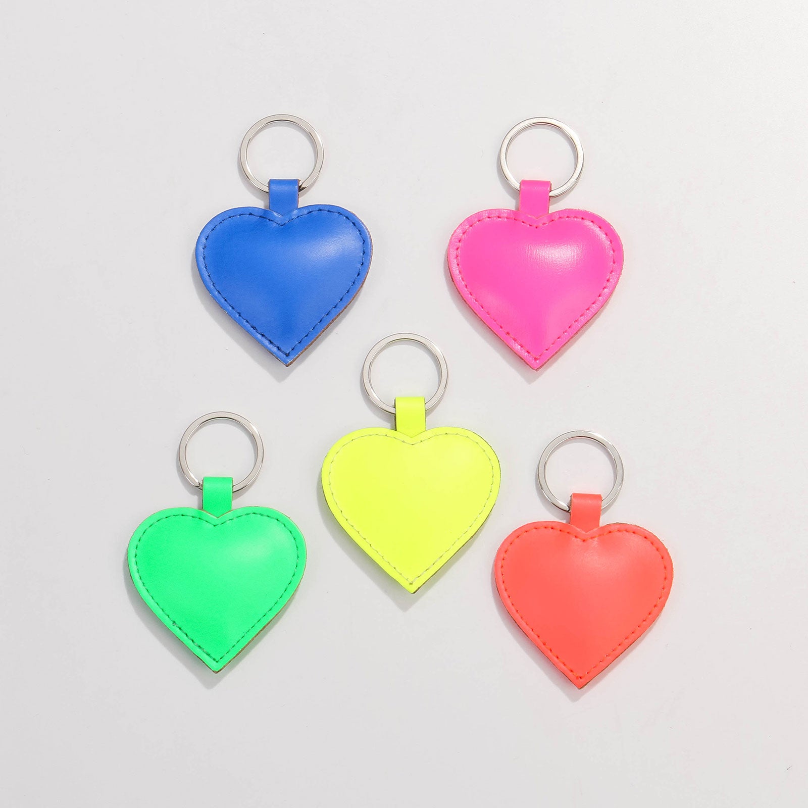 Heart Keyring neon pink