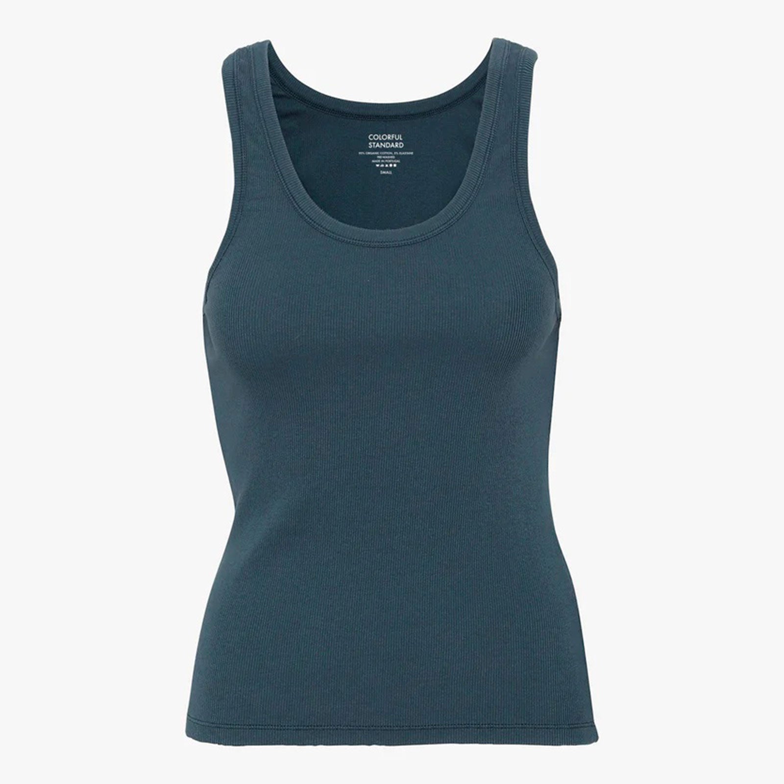 Women Organic Rib Tank Top petrol blue