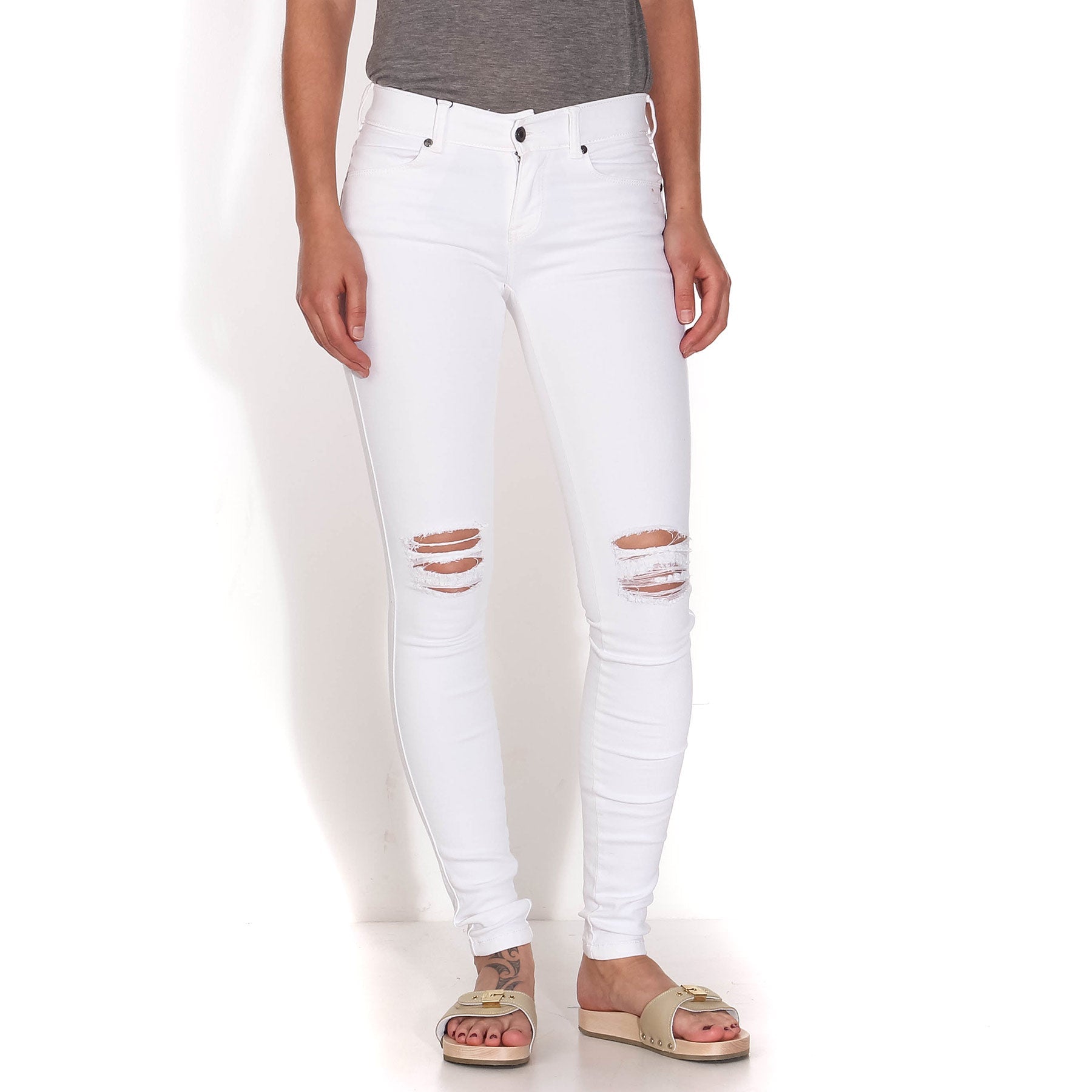Dixy Second Skin white ripped knees Dr.Denim