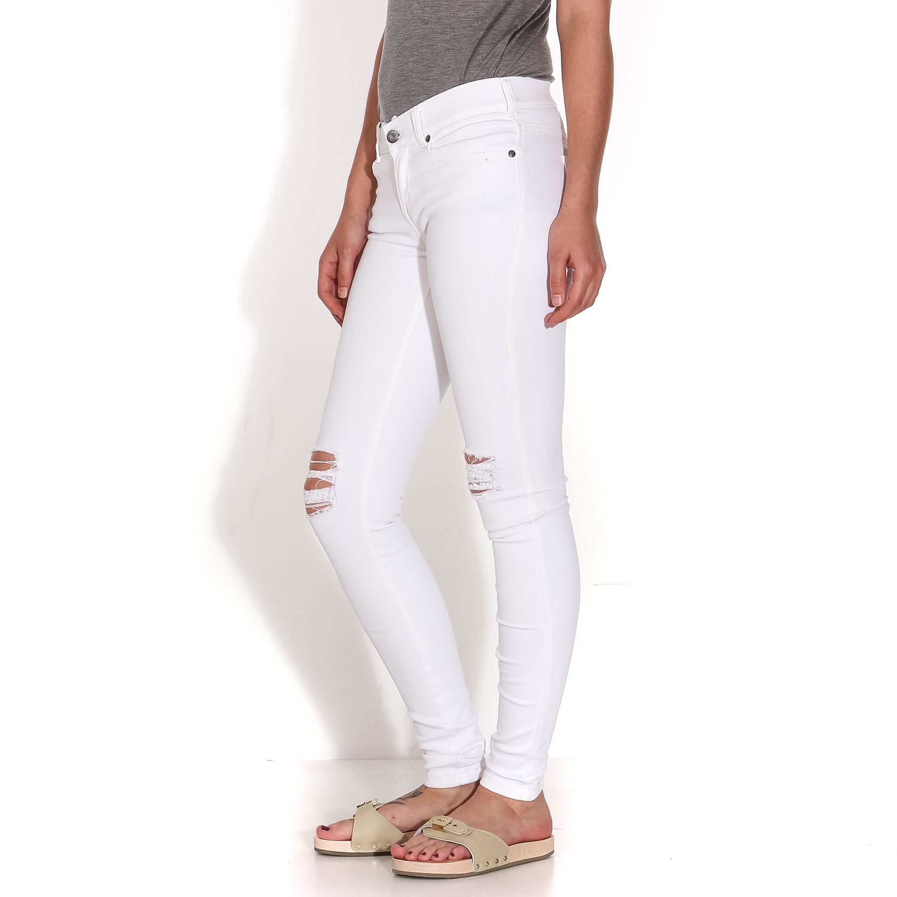 Dixy Second Skin white ripped knees Dr.Denim