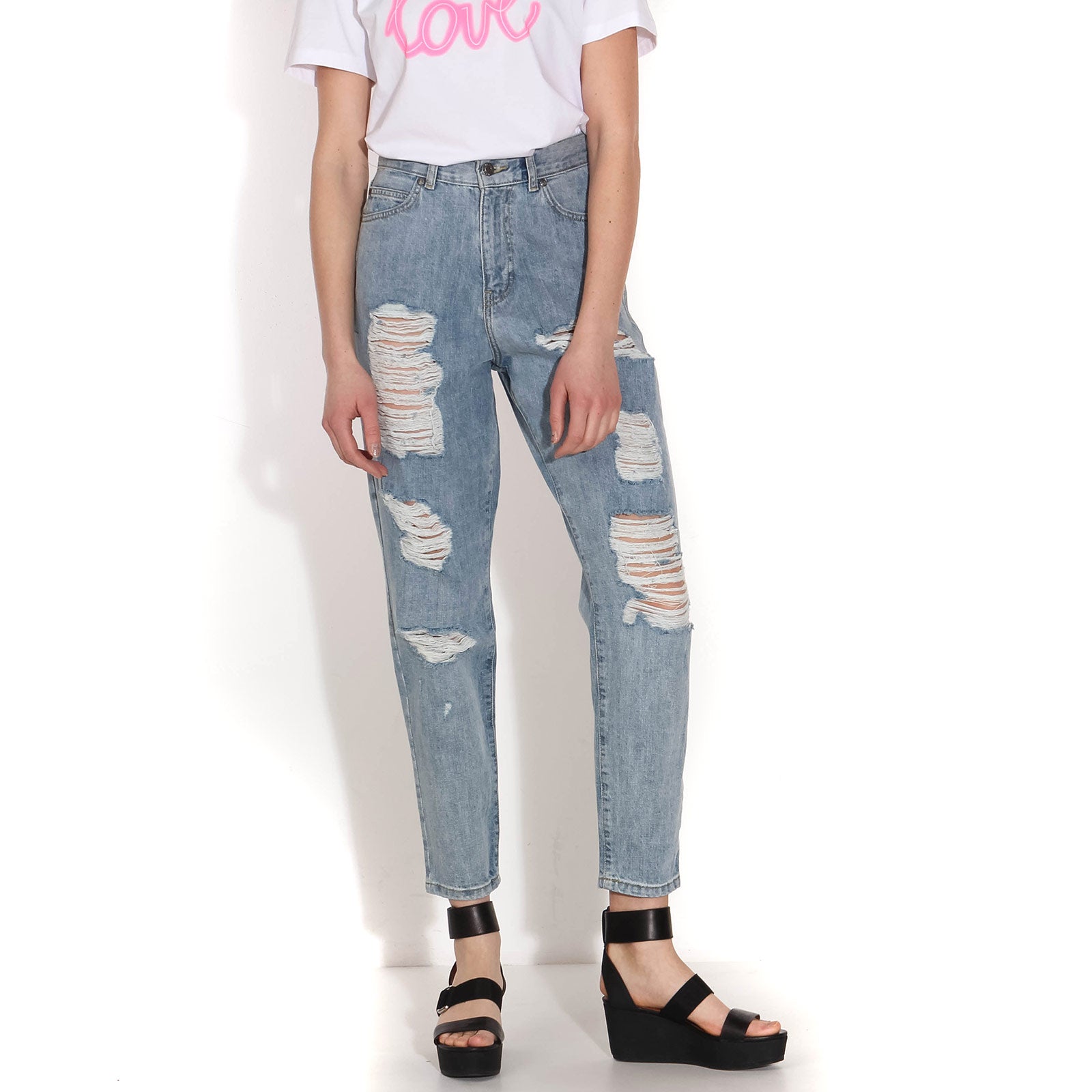 Nora Momjeans 90s light stone damaged Dr.Denim
