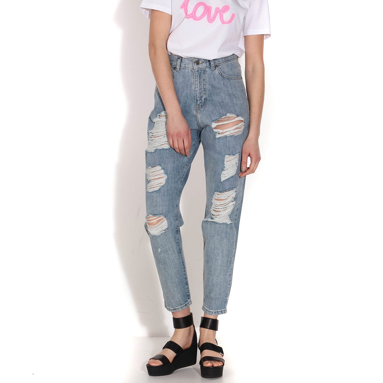 Nora Momjeans 90s light stone damaged Dr.Denim