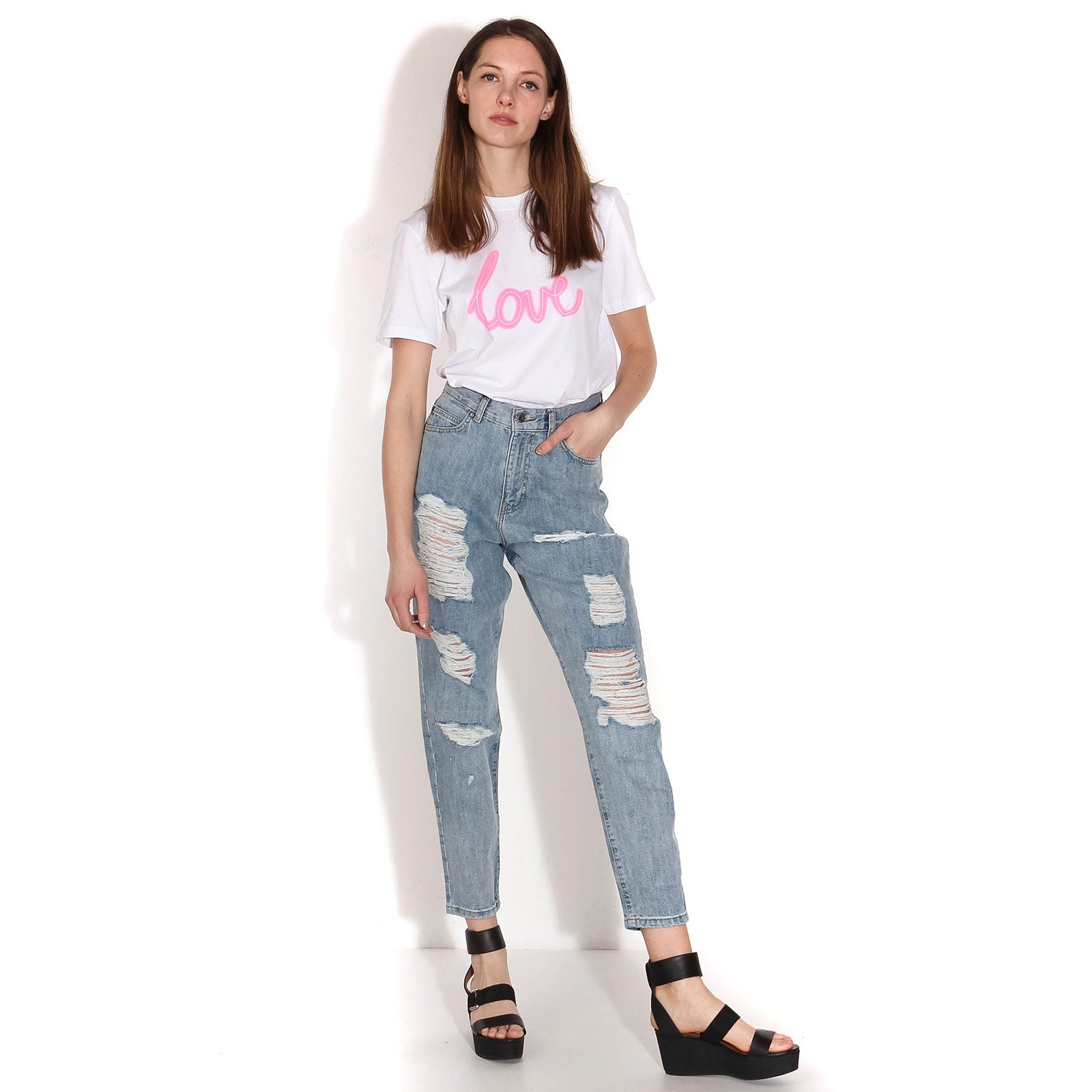 Nora Momjeans 90s light stone damaged Dr.Denim