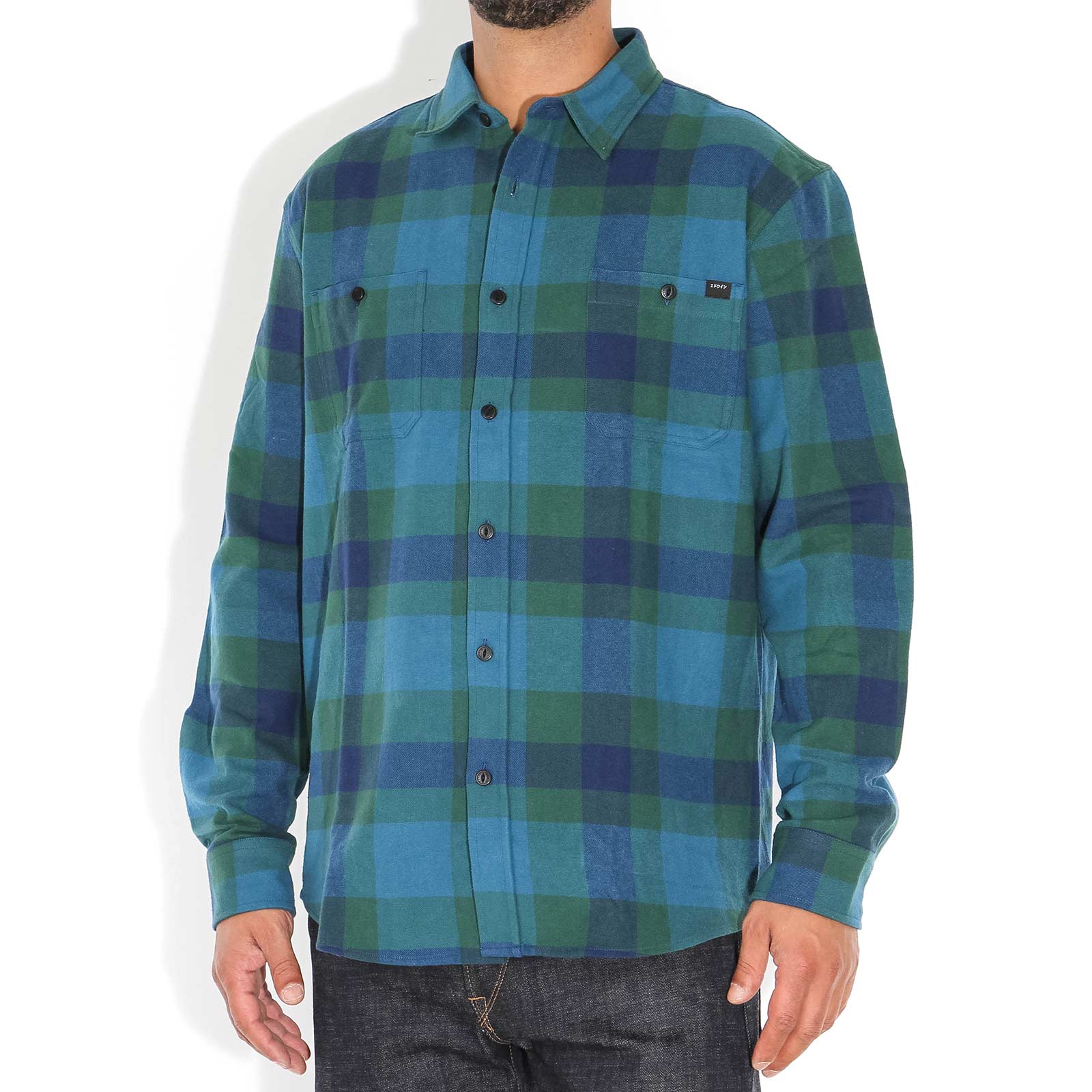 Labour LS Shirt blue/dark green garm Edwin Jeans