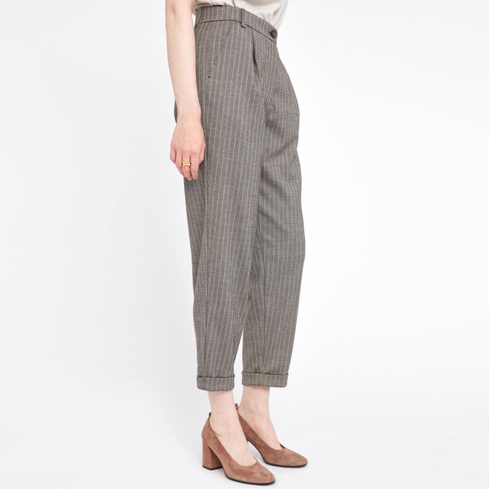 Malou FV 754 Trousers brown sand herringbone