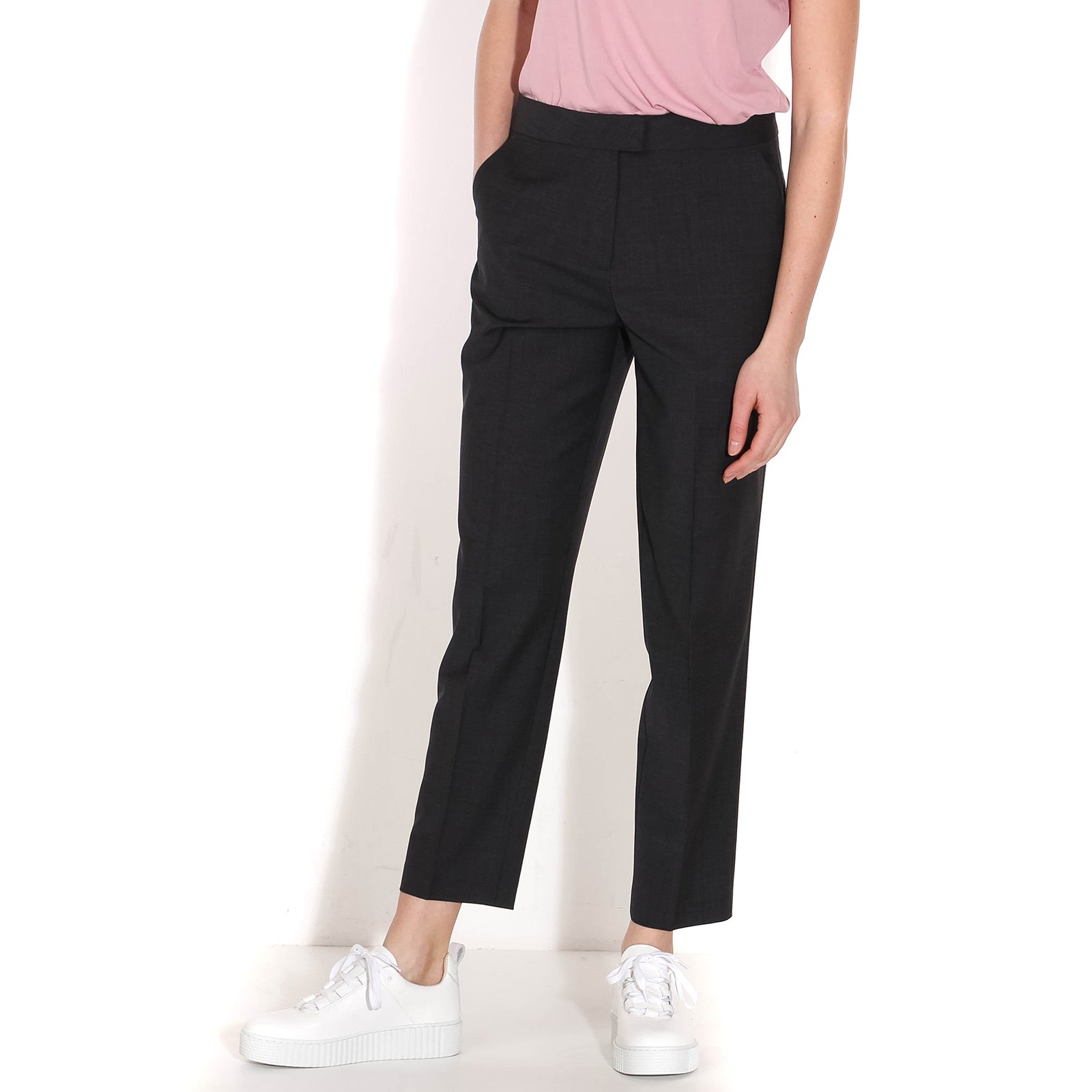 Aura Straigt Ankle Pants darkgrey mel Five Units