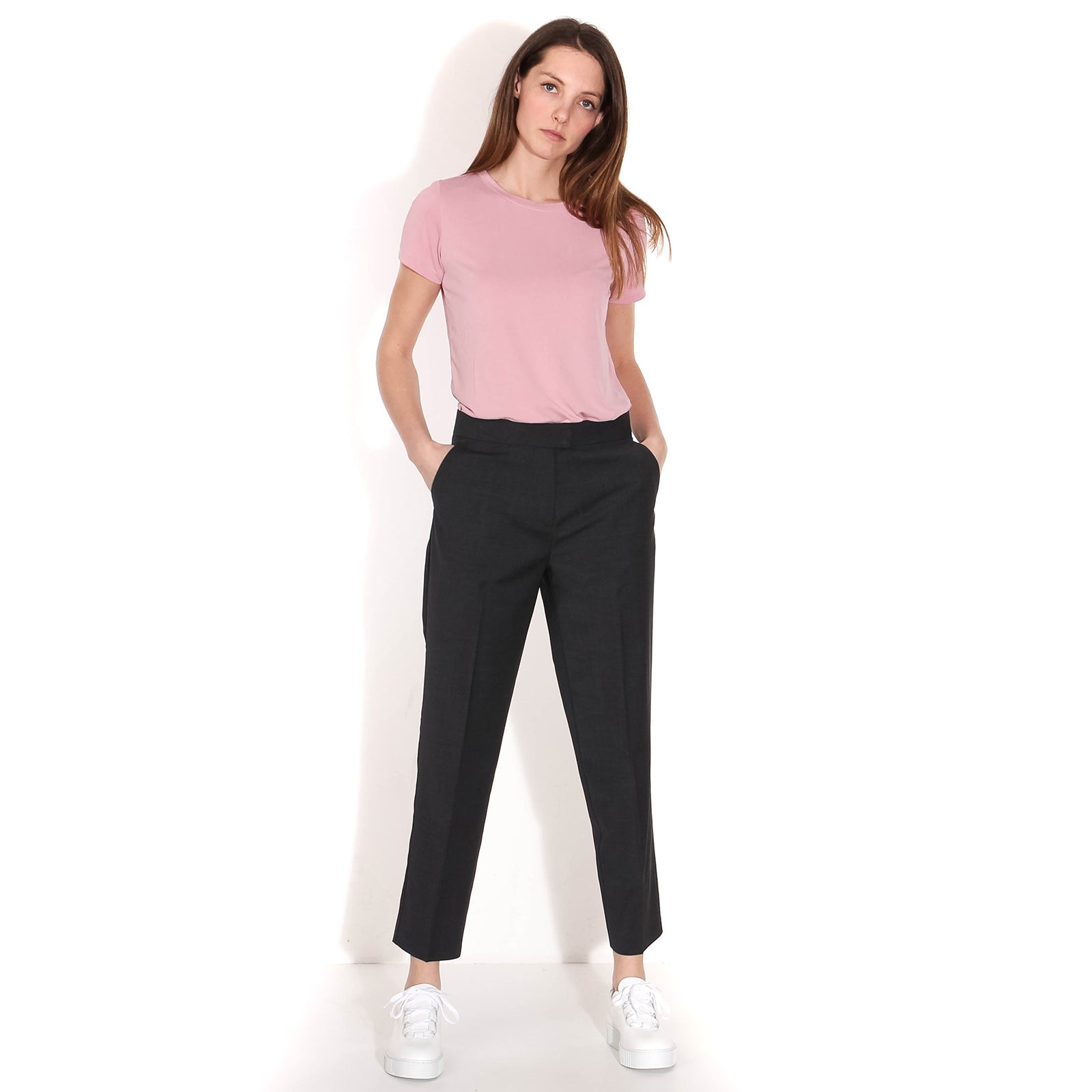 Aura Straigt Ankle Pants darkgrey mel Five Units