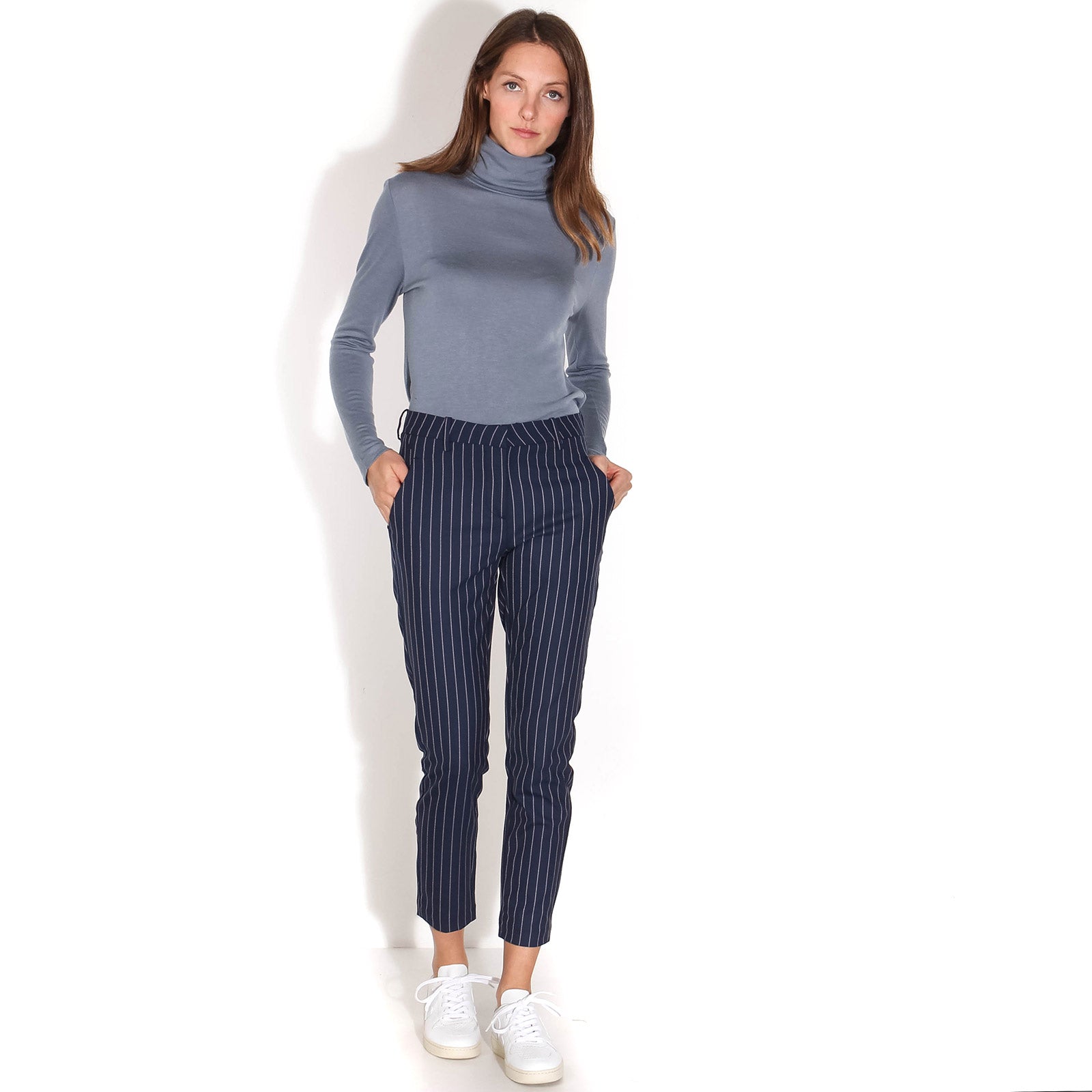 Kylie Crop 512 navy stripe Five Units