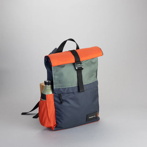 Bobby Small Foldable Backpack orange/navy/green