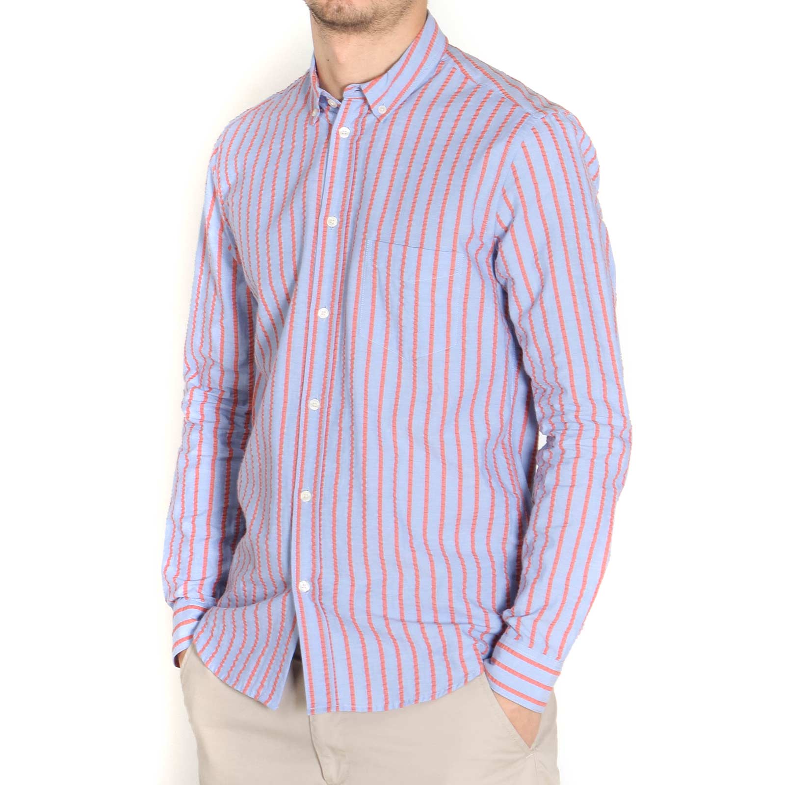Liam BA Shirt blue red stripe Samsoe Samsoe